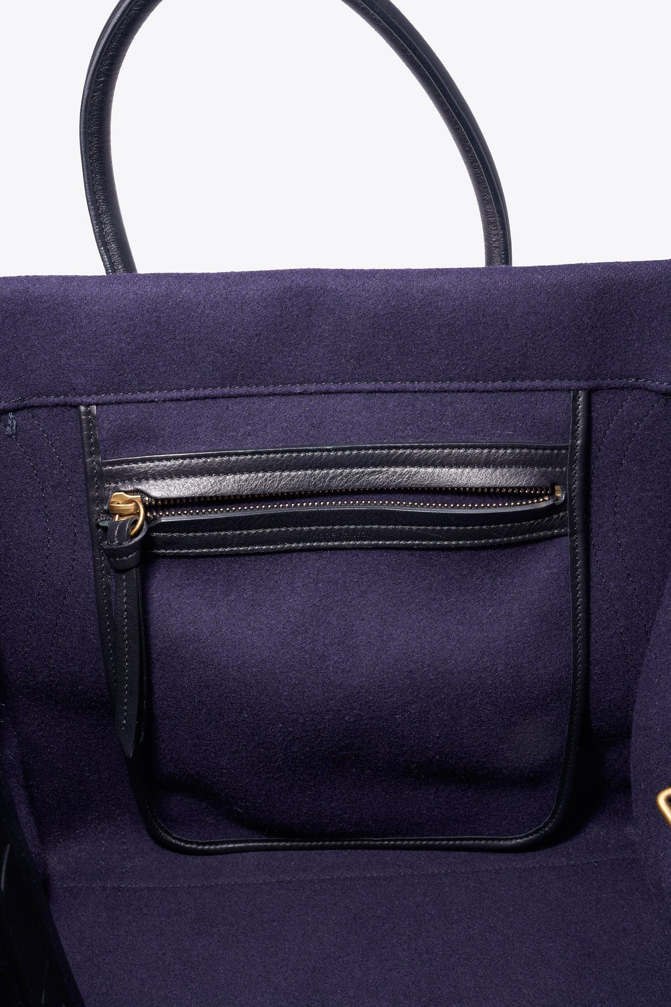 Céline Felt and Leather Phantom Luggage Tote in Deep Navy