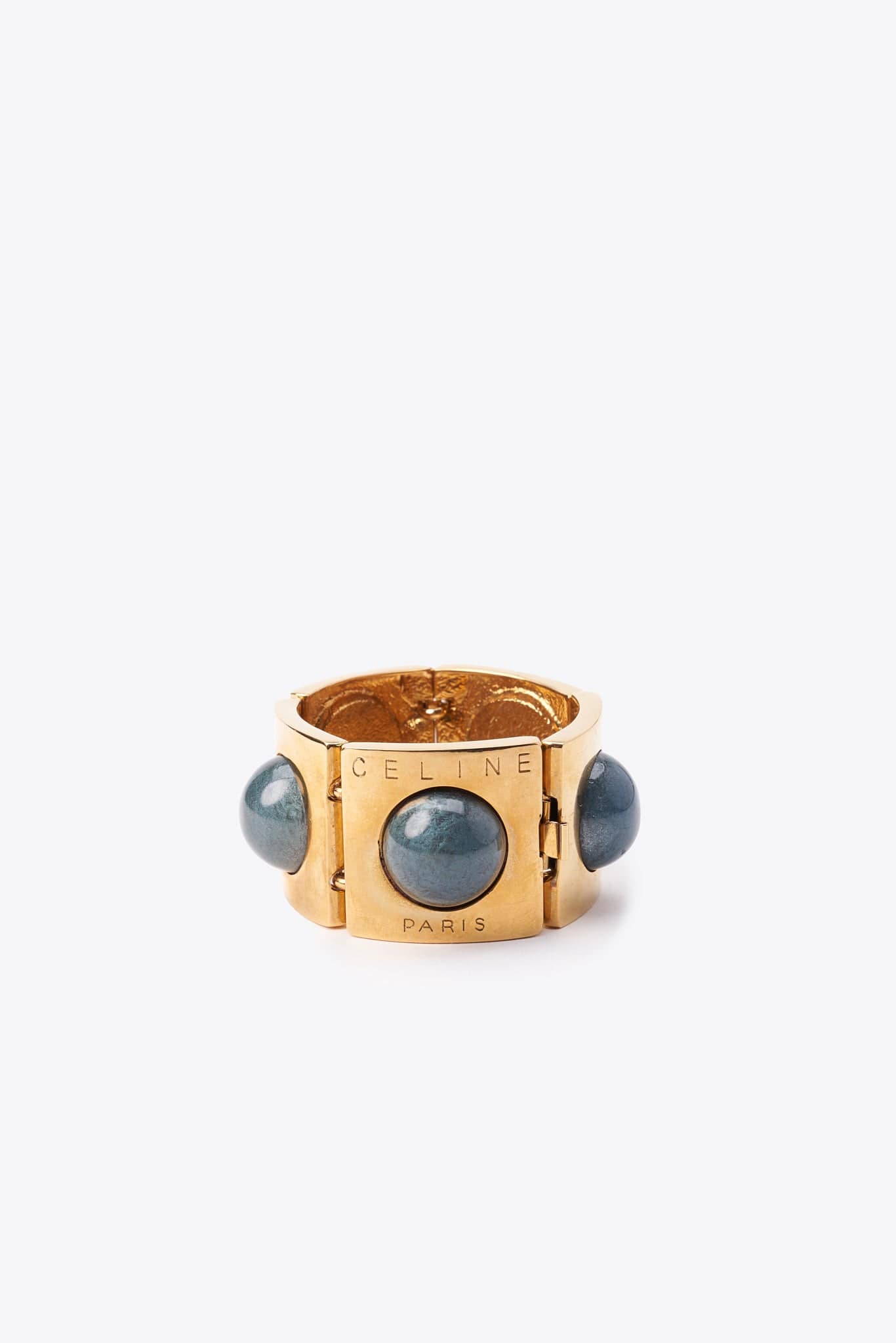 Vintage Celine Gold-Tone Cabochon Bracelet