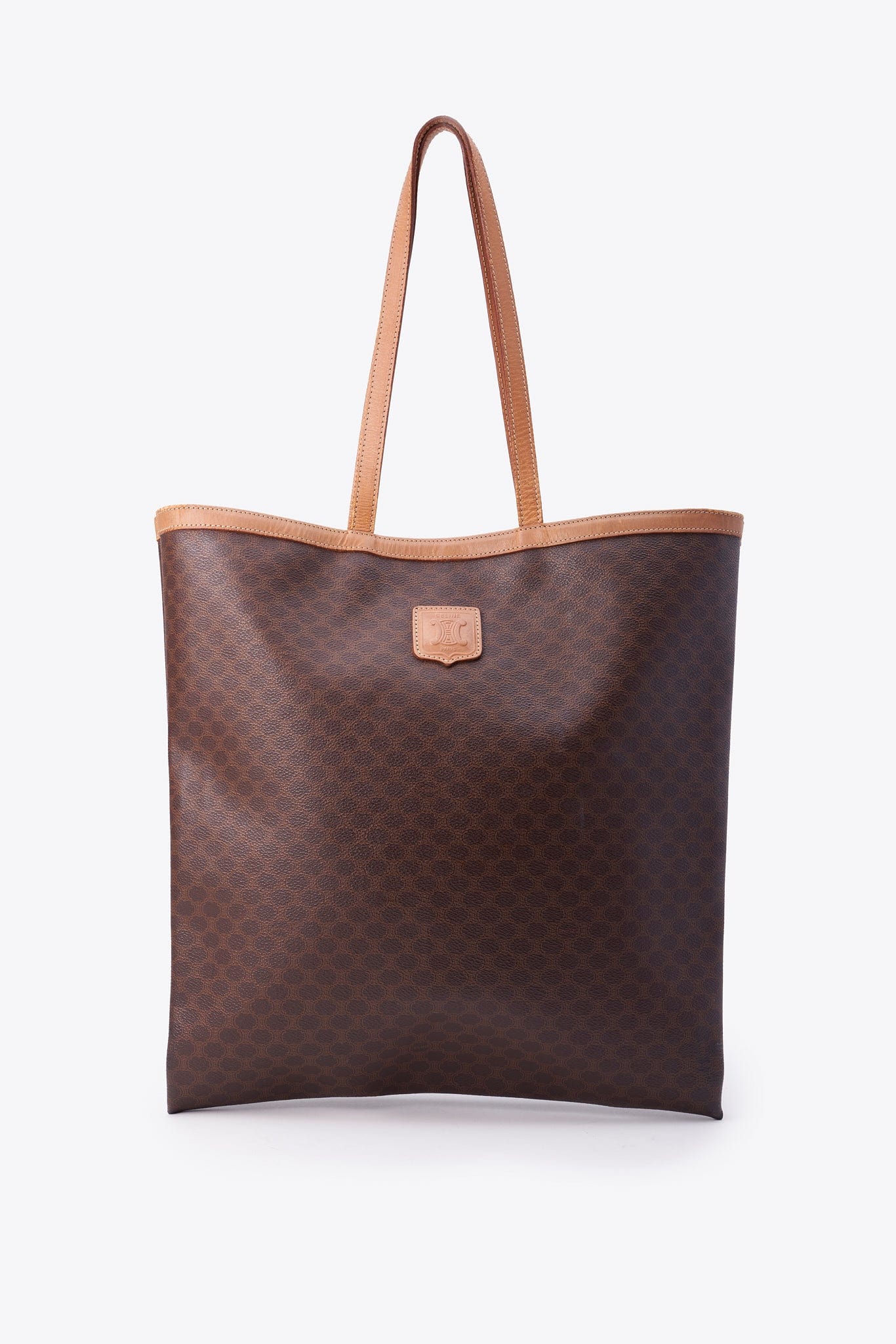 Vintage Celine Macadam Coated Canvas Tote with Vachetta Leather Trim