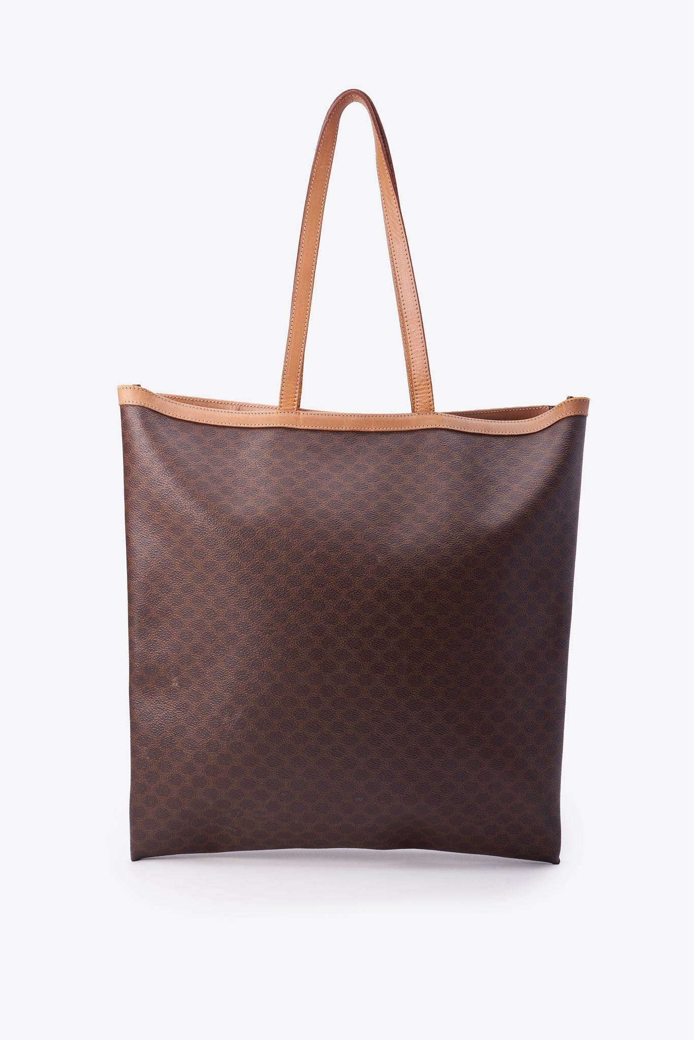 Vintage Celine Macadam Coated Canvas Tote with Vachetta Leather Trim