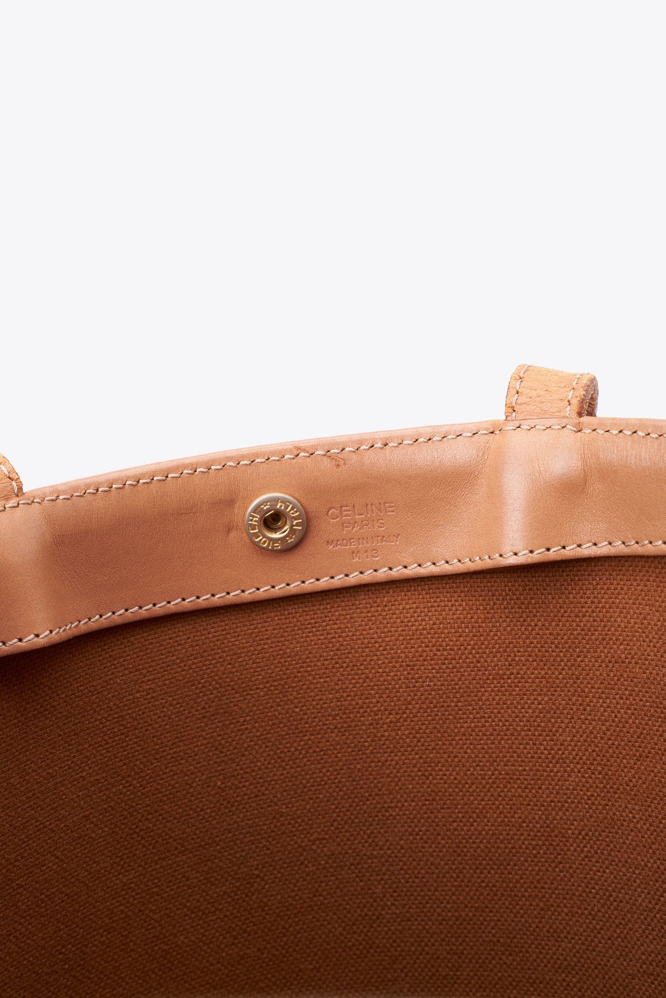 Vintage Celine Macadam Coated Canvas Tote with Vachetta Leather Trim