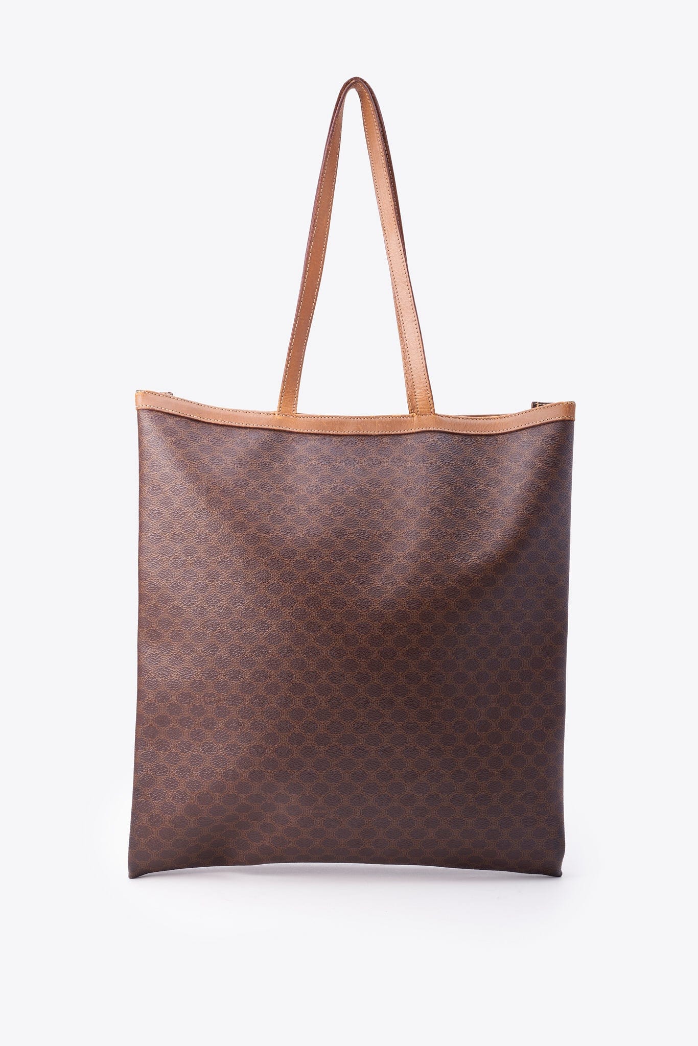 Vintage Celine Macadam Coated Canvas Tote with Leather Trim