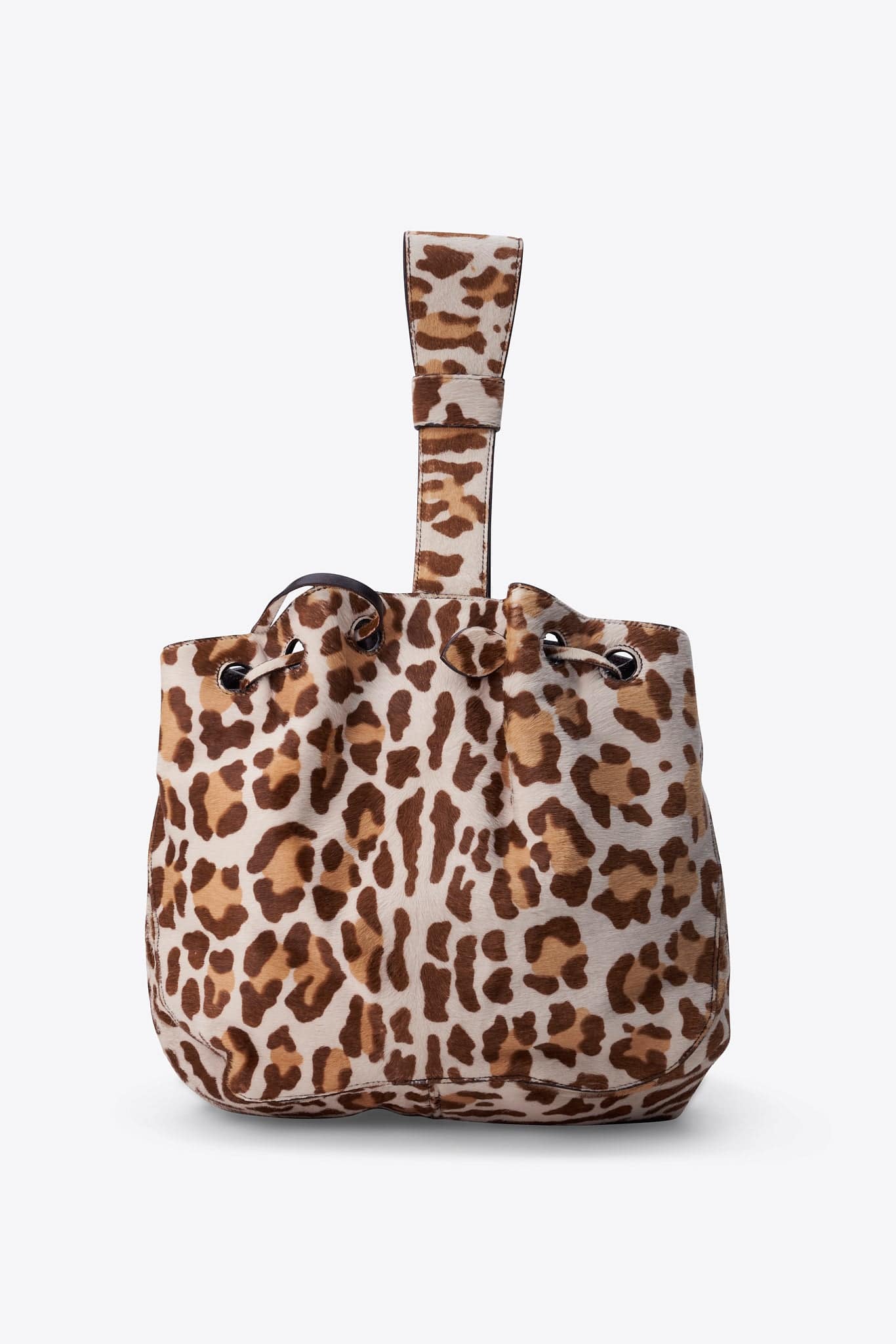 Alaïa Leopard Printed Calf Hair Bucket Bag