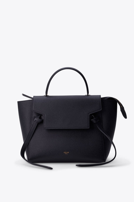 Celine Black Textured Leather Crossbody Belt Bag with Gold Hardware