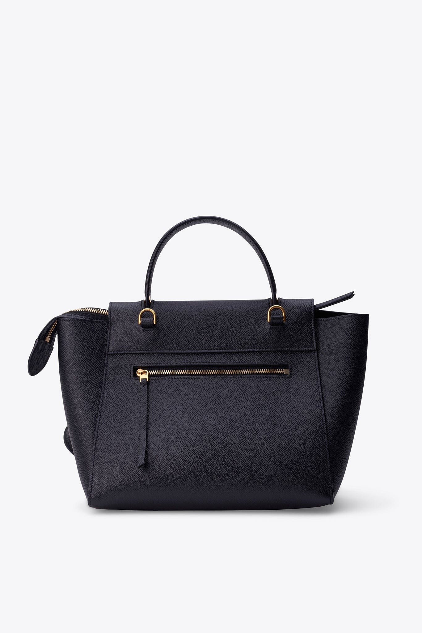 Celine Black Textured Leather Crossbody Belt Bag with Gold Hardware