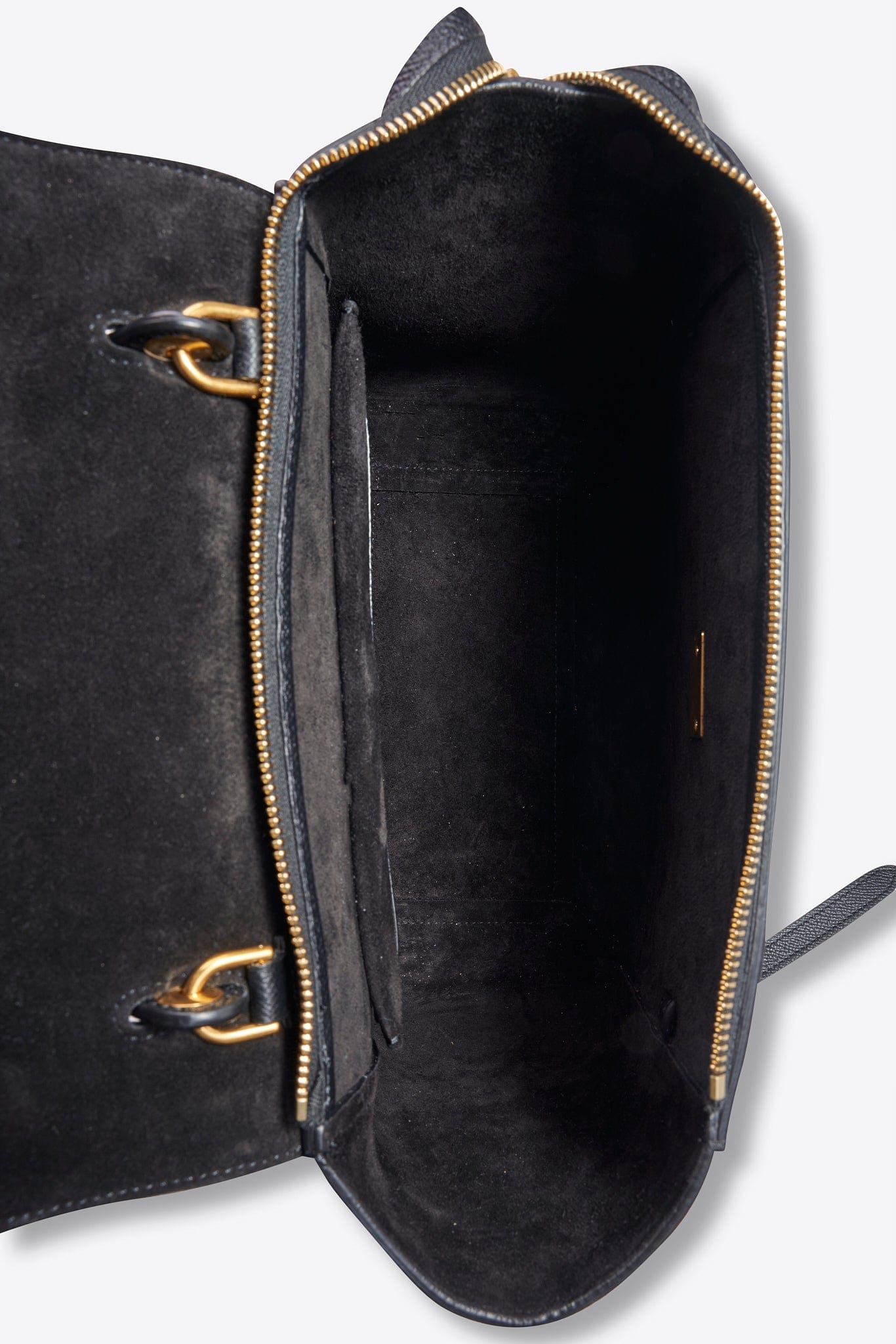 Celine Black Textured Leather Crossbody Belt Bag with Gold Hardware