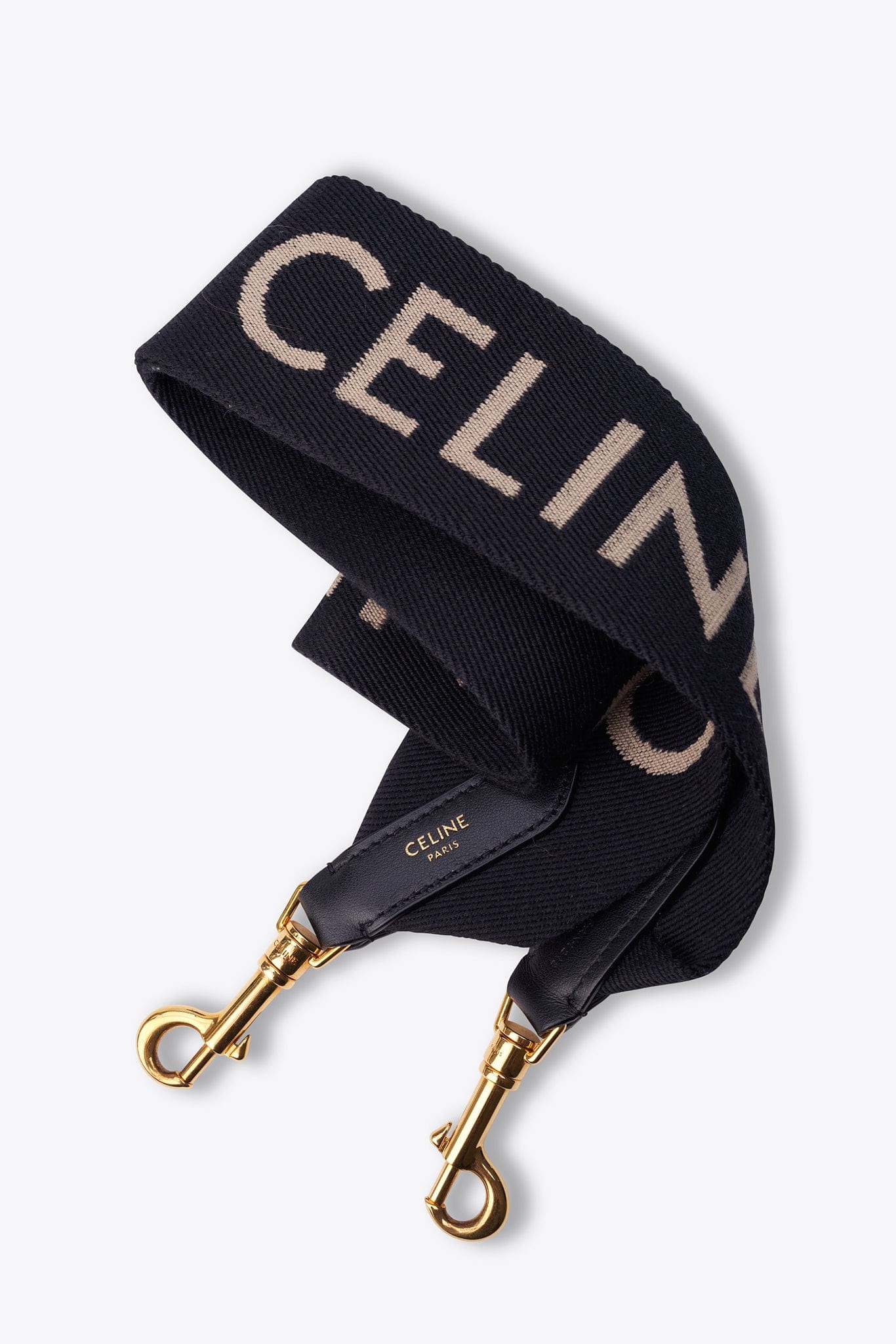 Celine Black Textured Leather Crossbody Belt Bag with Gold