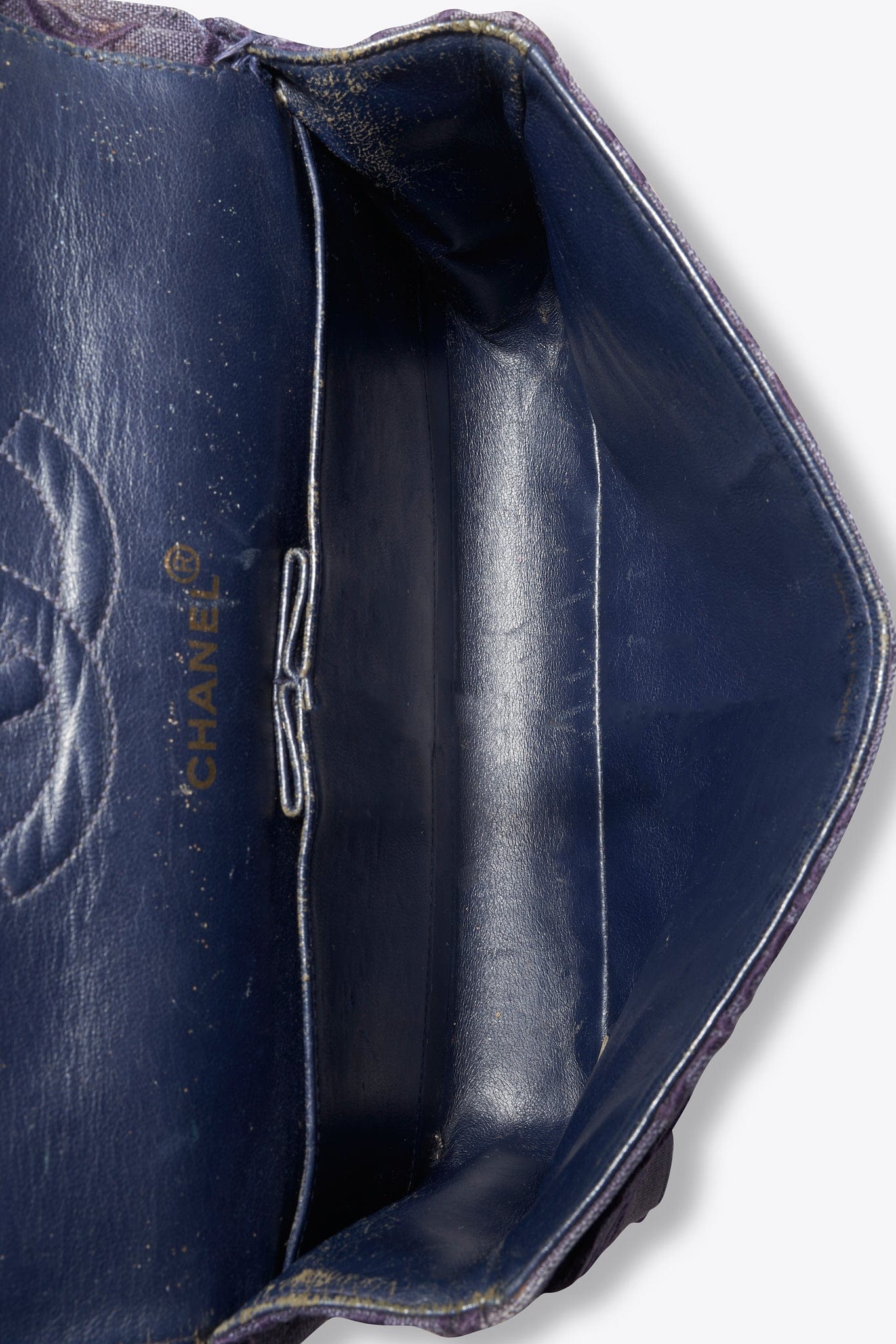 Vintage Chanel Denim Camellia Medium Classic Double Flap Bag With 24k Gold Plated Hardware