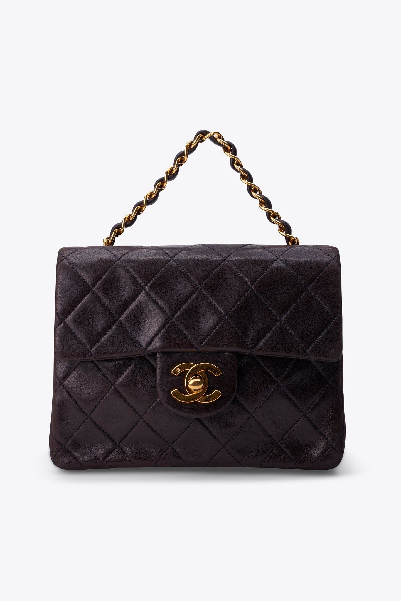 Chanel Small Square Flap Bag in Brown with 24k Gold Hardware (1991–1994)