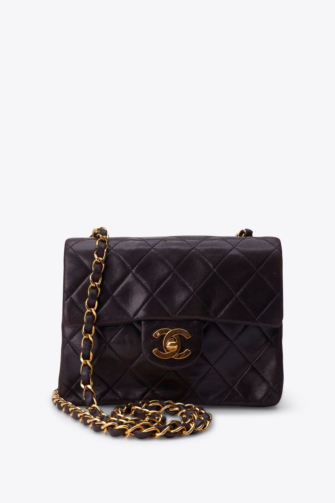 Chanel Small Square Flap Bag in Brown with 24k Gold Hardware (1991–1994)