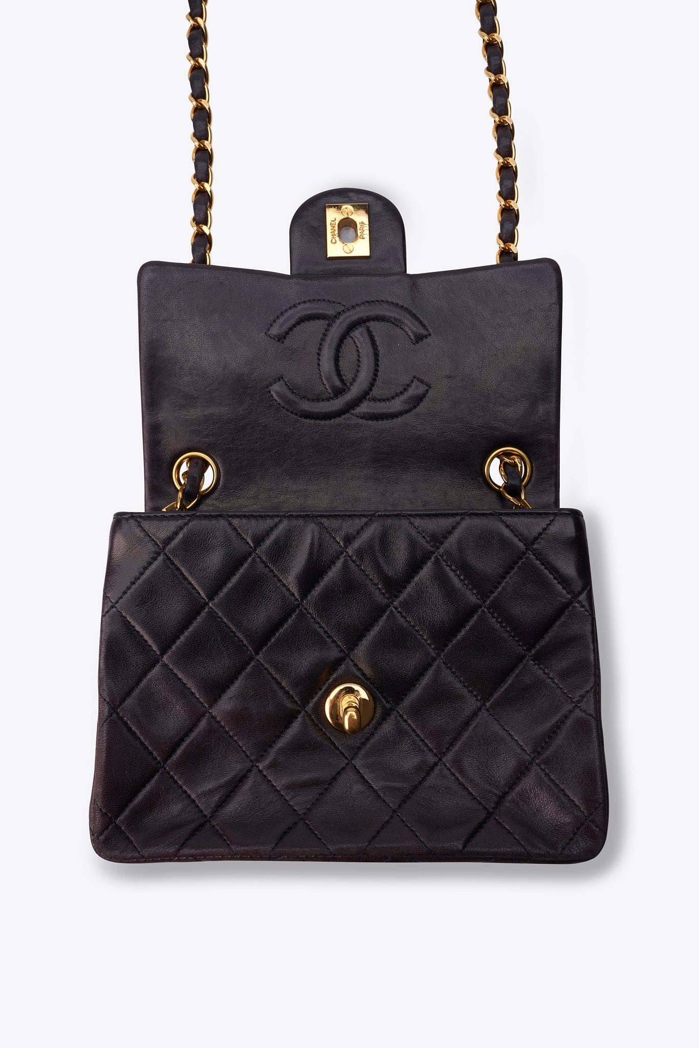 Chanel Small Square Flap Bag in Brown with 24k Gold Hardware (1991