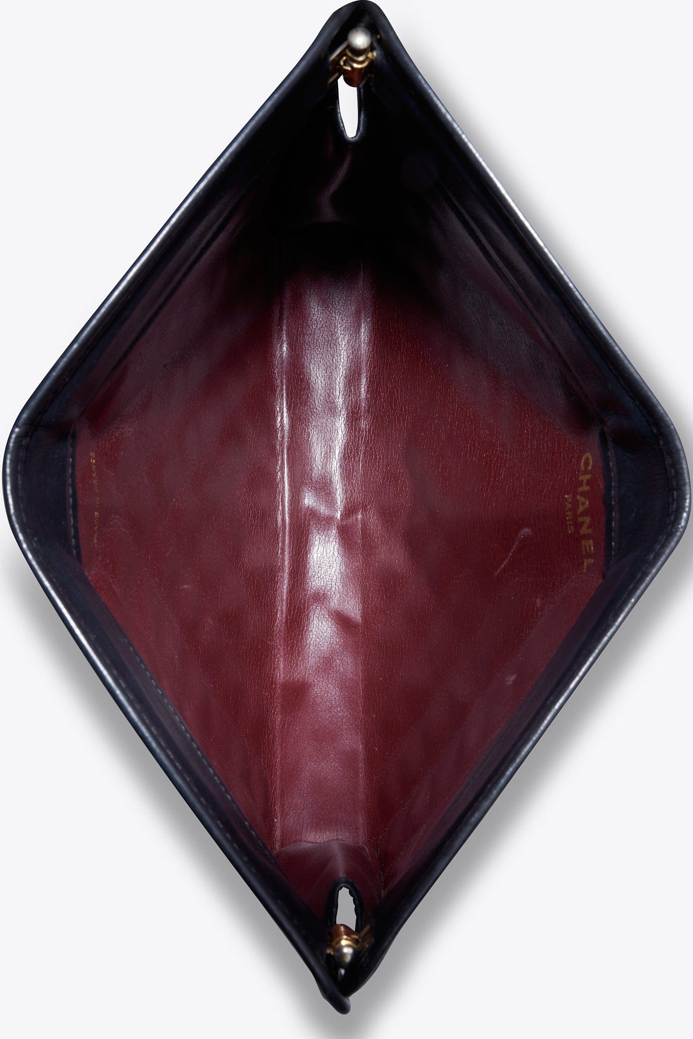 Vintage Chanel Black Leather Clutch Bag With 24k Gold Plated Hardware