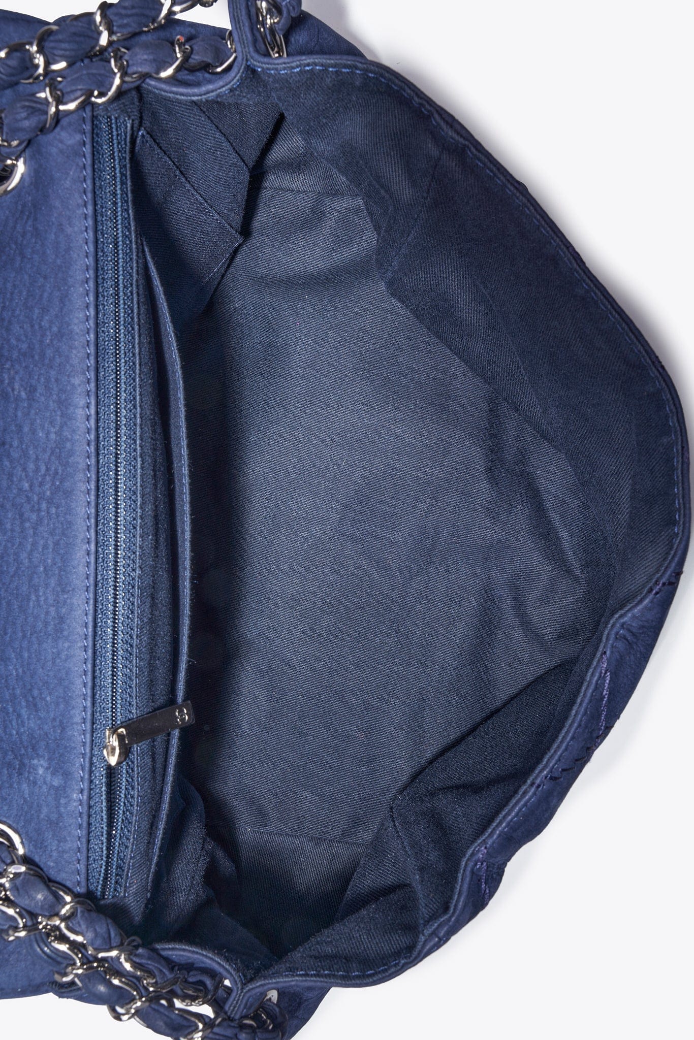 Chanel Blue Suede Flap Bag with Chain Handle