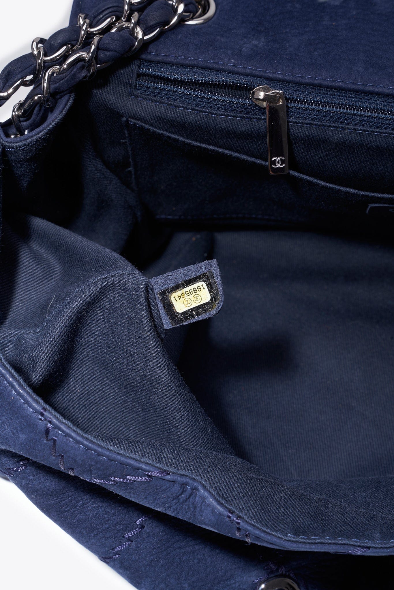 Chanel Blue Suede Flap Bag with Chain Handle