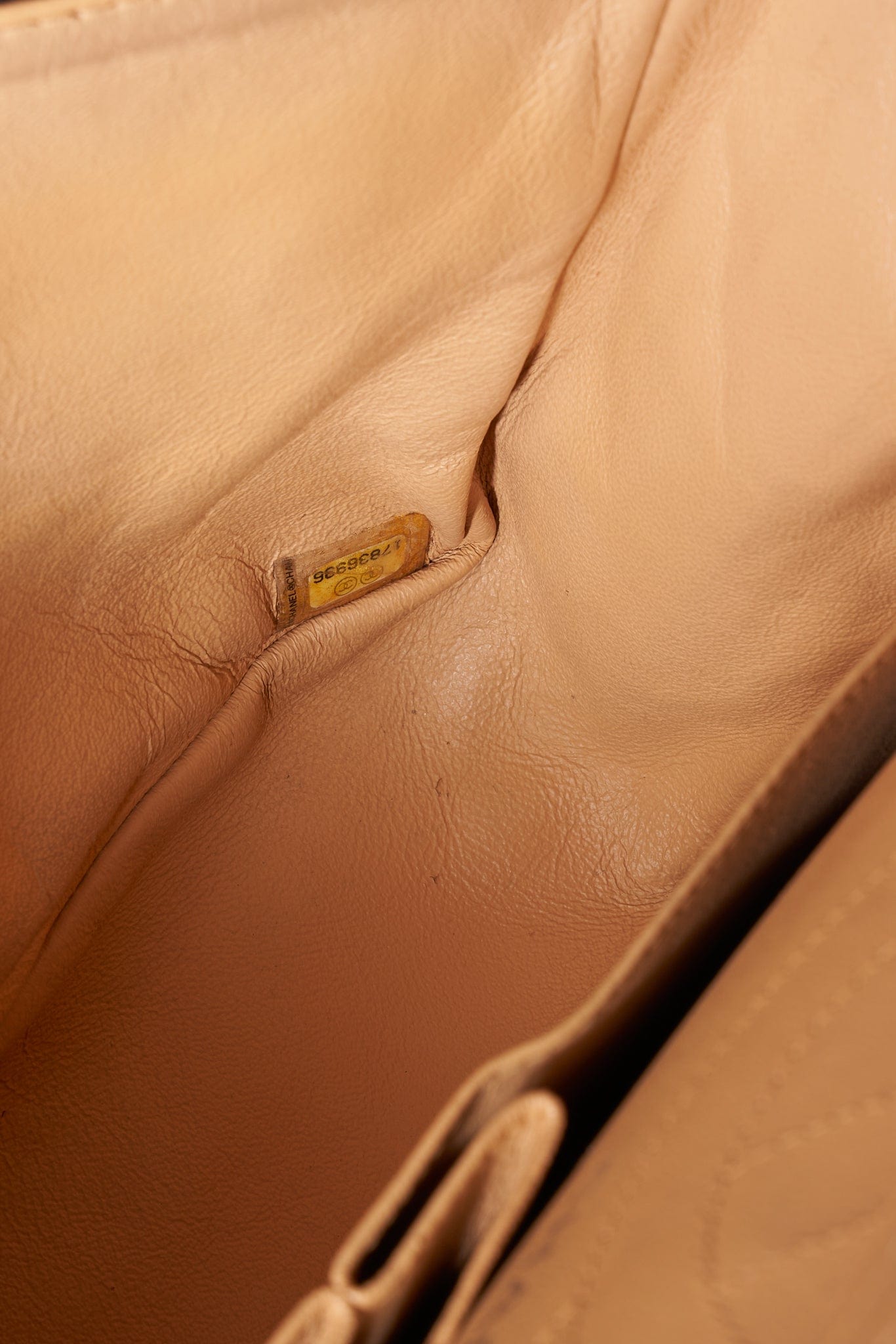 Vintage Chanel Reissue Black Leather Bag With Beige Piping