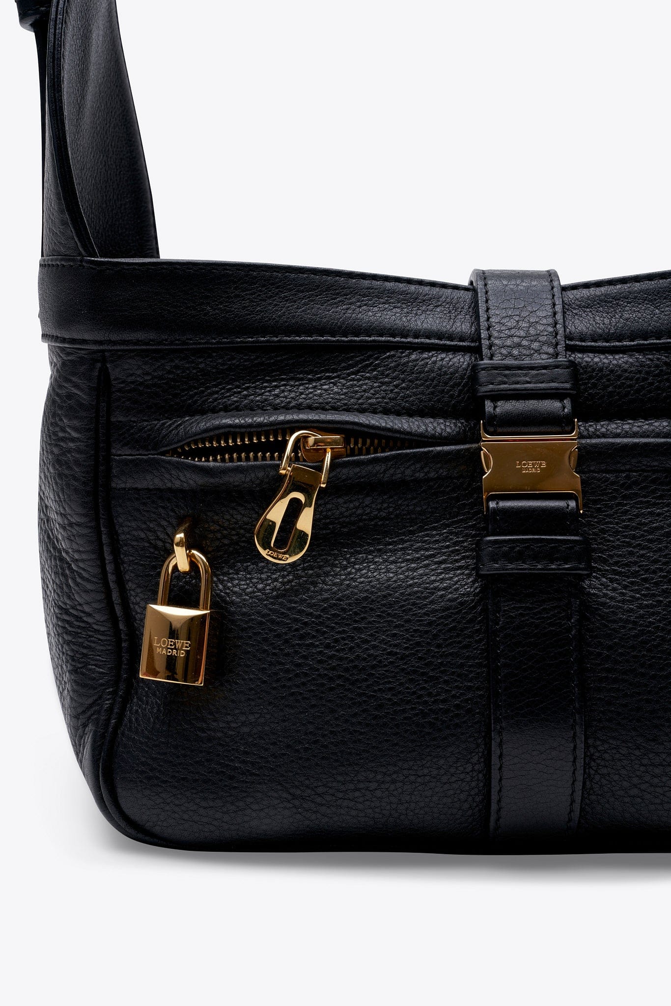 Vintage Loewe Black Leather Shoulder Bag