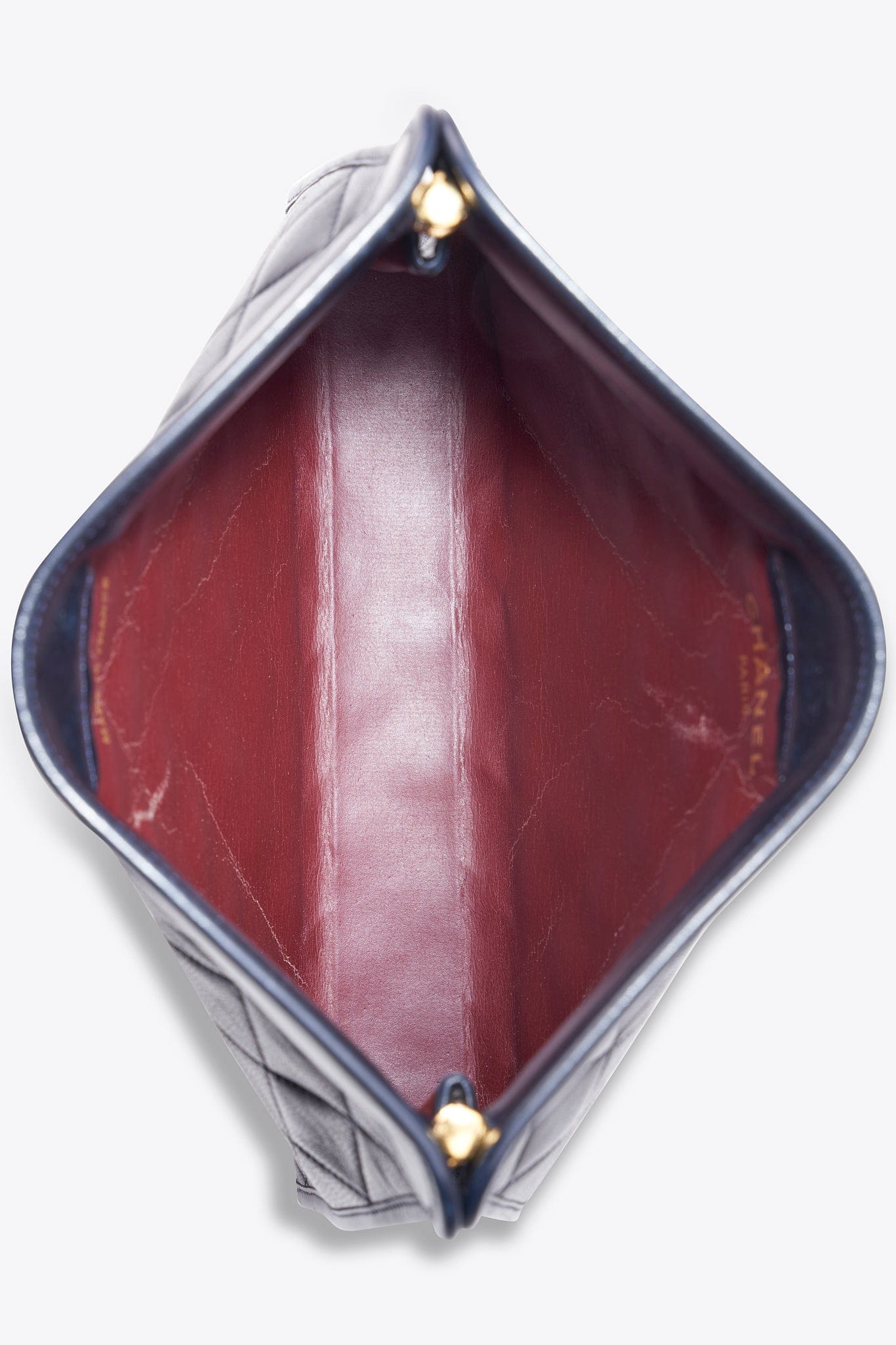 Vintage Chanel Black Leather Clutch Bag With Gold Toned Hardware