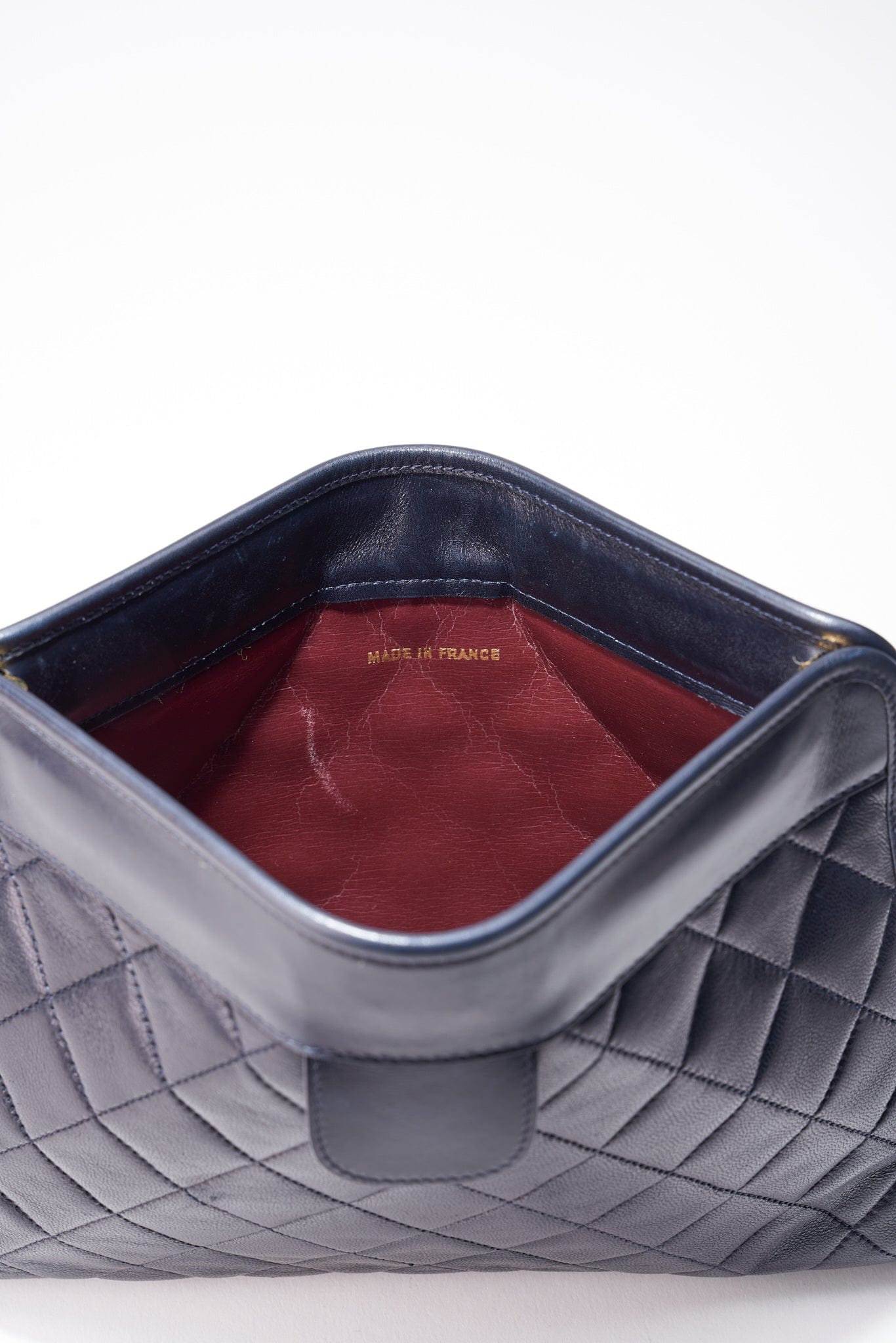 Vintage Chanel Black Leather Clutch Bag With Gold Toned Hardware