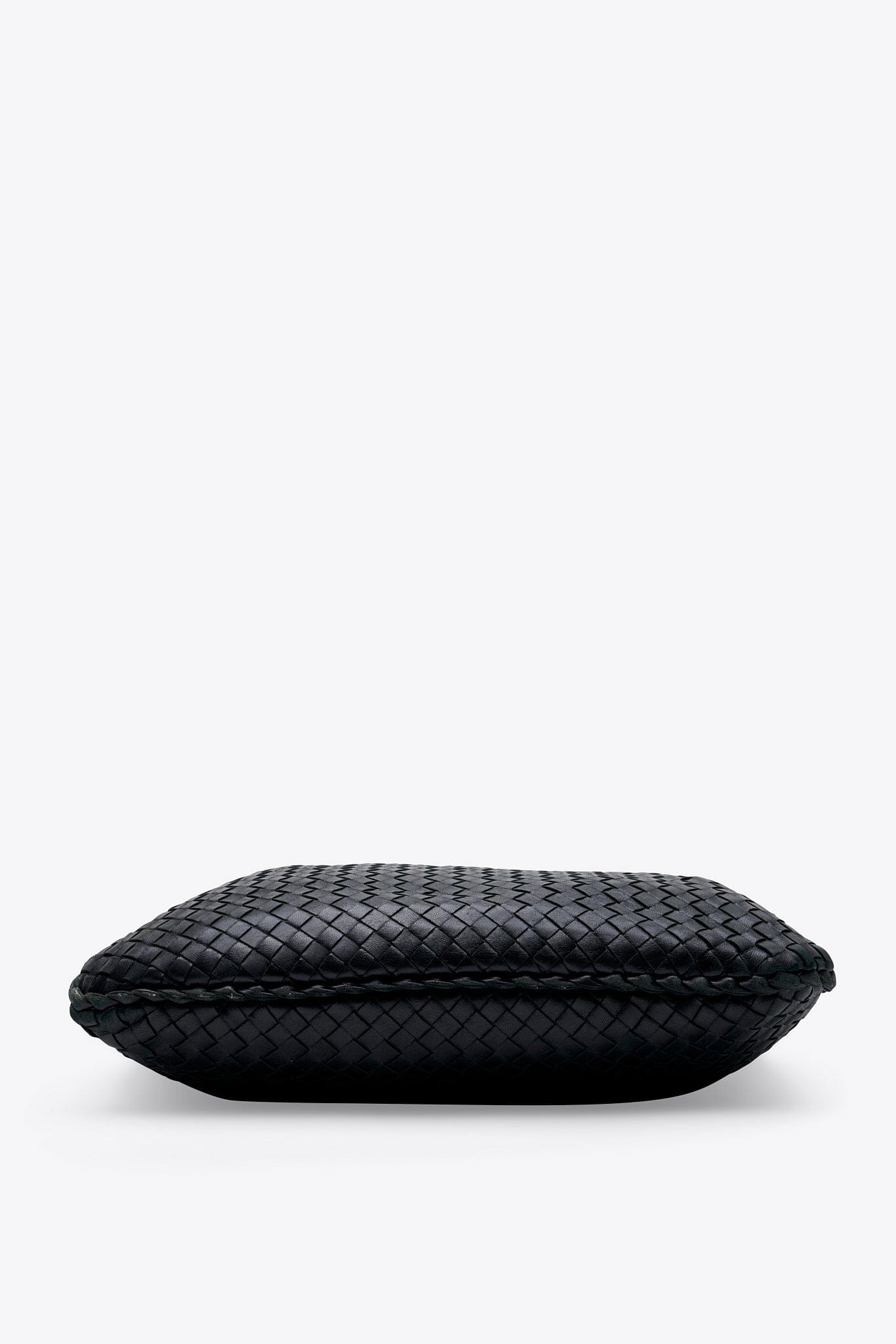 Vintage Bottega Veneta Black Intrecciato Leather Hobo Shoulder Bag