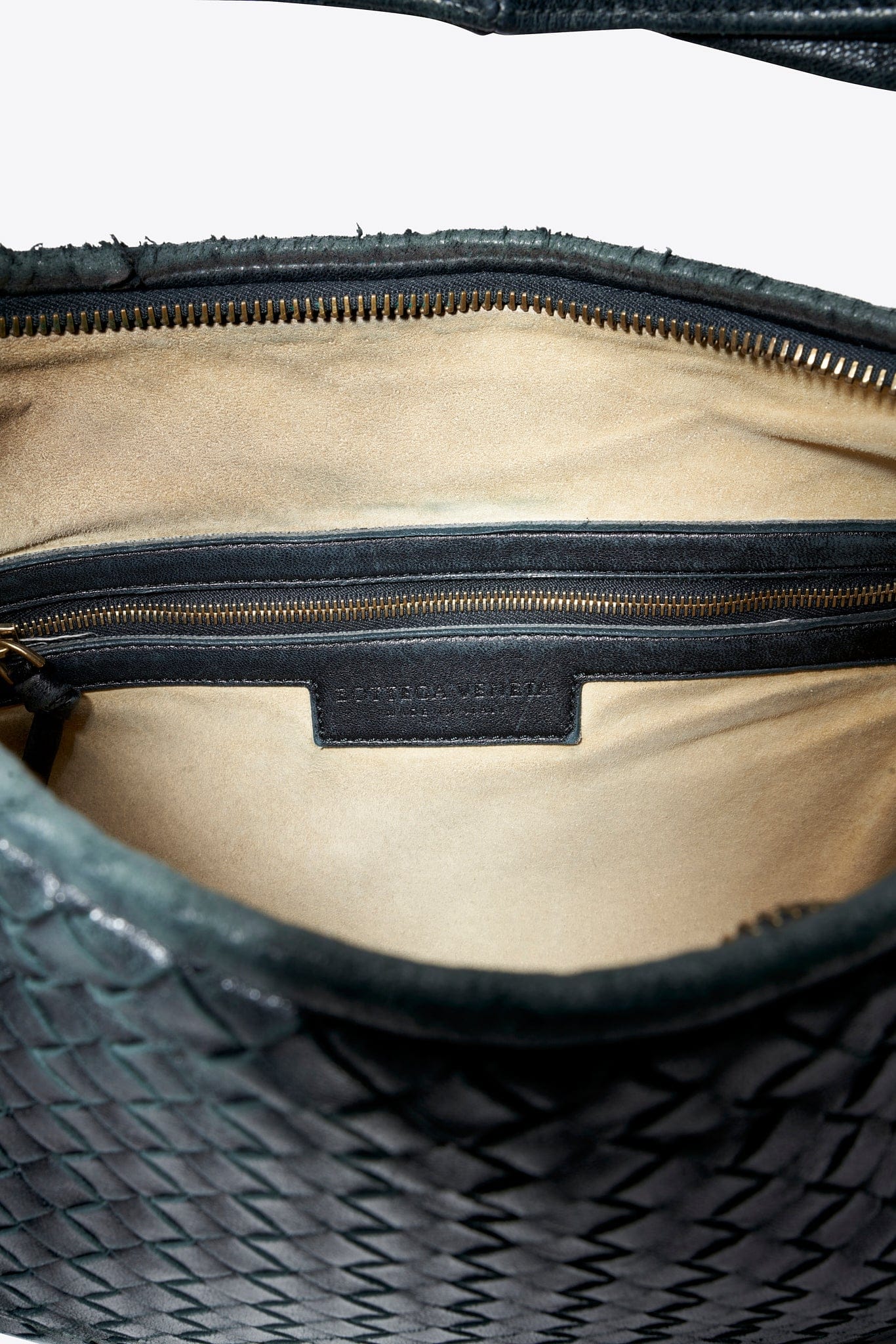 Vintage Bottega Veneta Black Intrecciato Leather Hobo Shoulder Bag