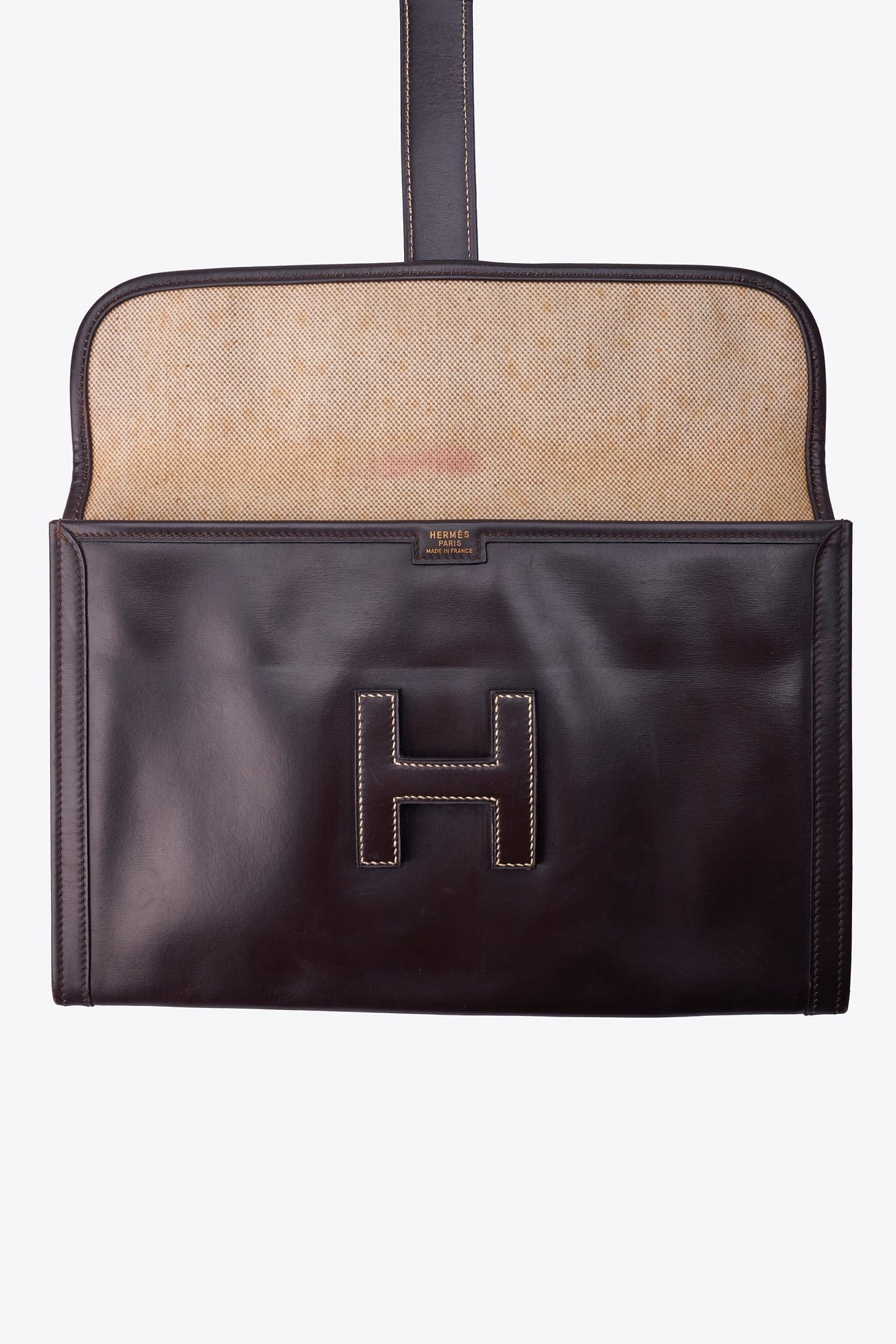 Vintage Hermès Jige Clutch in Brown Box Calf