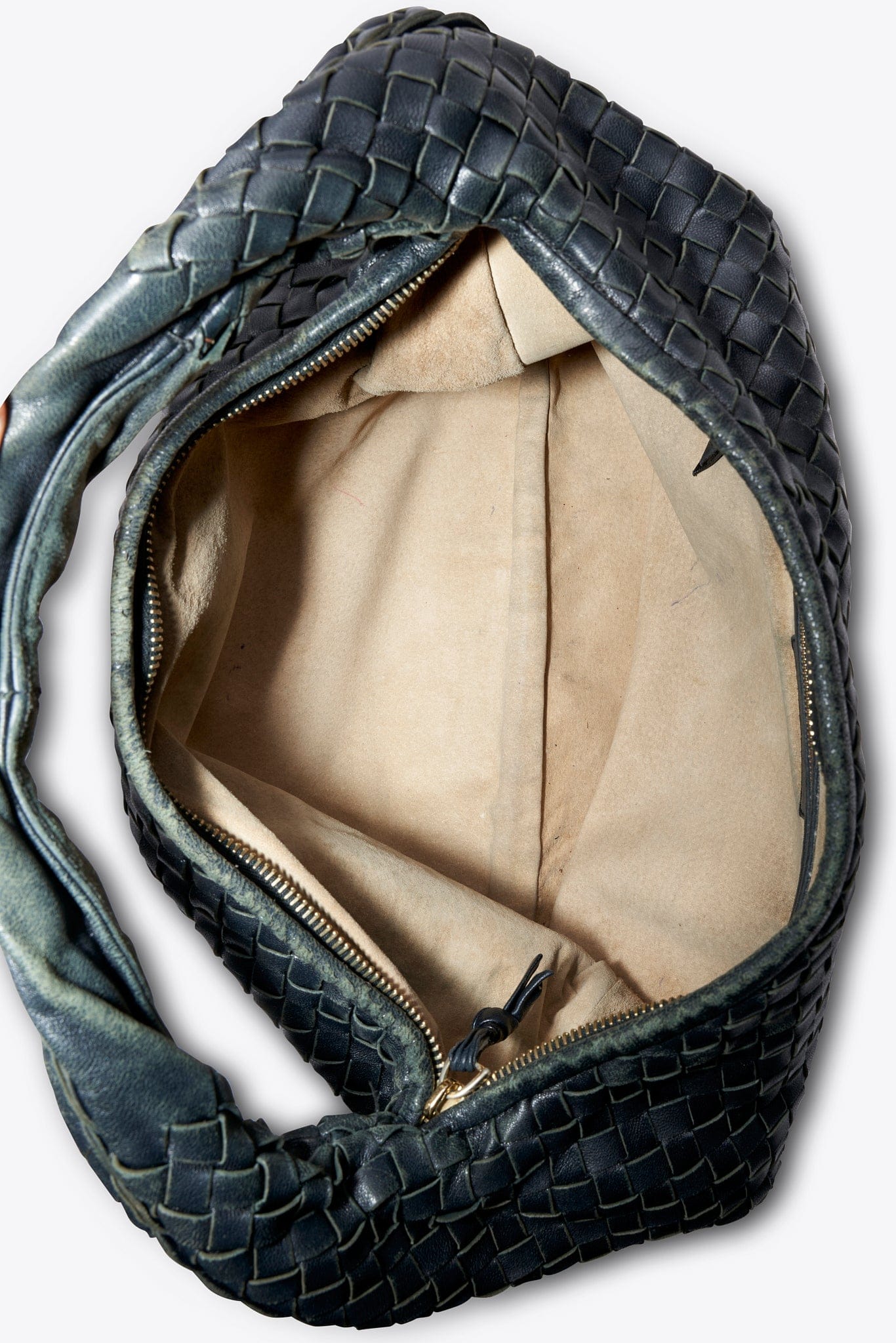 Vintage Bottega Veneta Black Intrecciato Leather Hobo Shoulder Bag