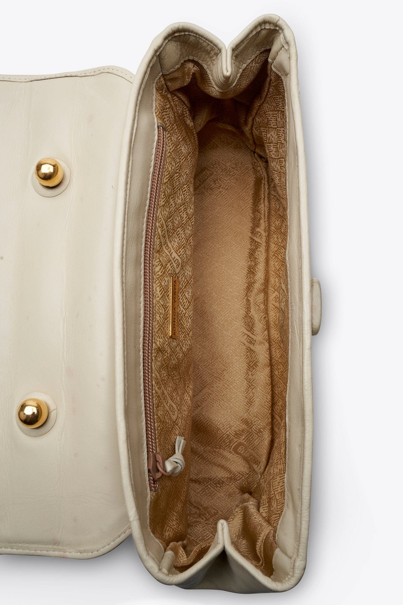 Vintage Bottega Veneta Cream Intrecciato Leather Top Handle Bag