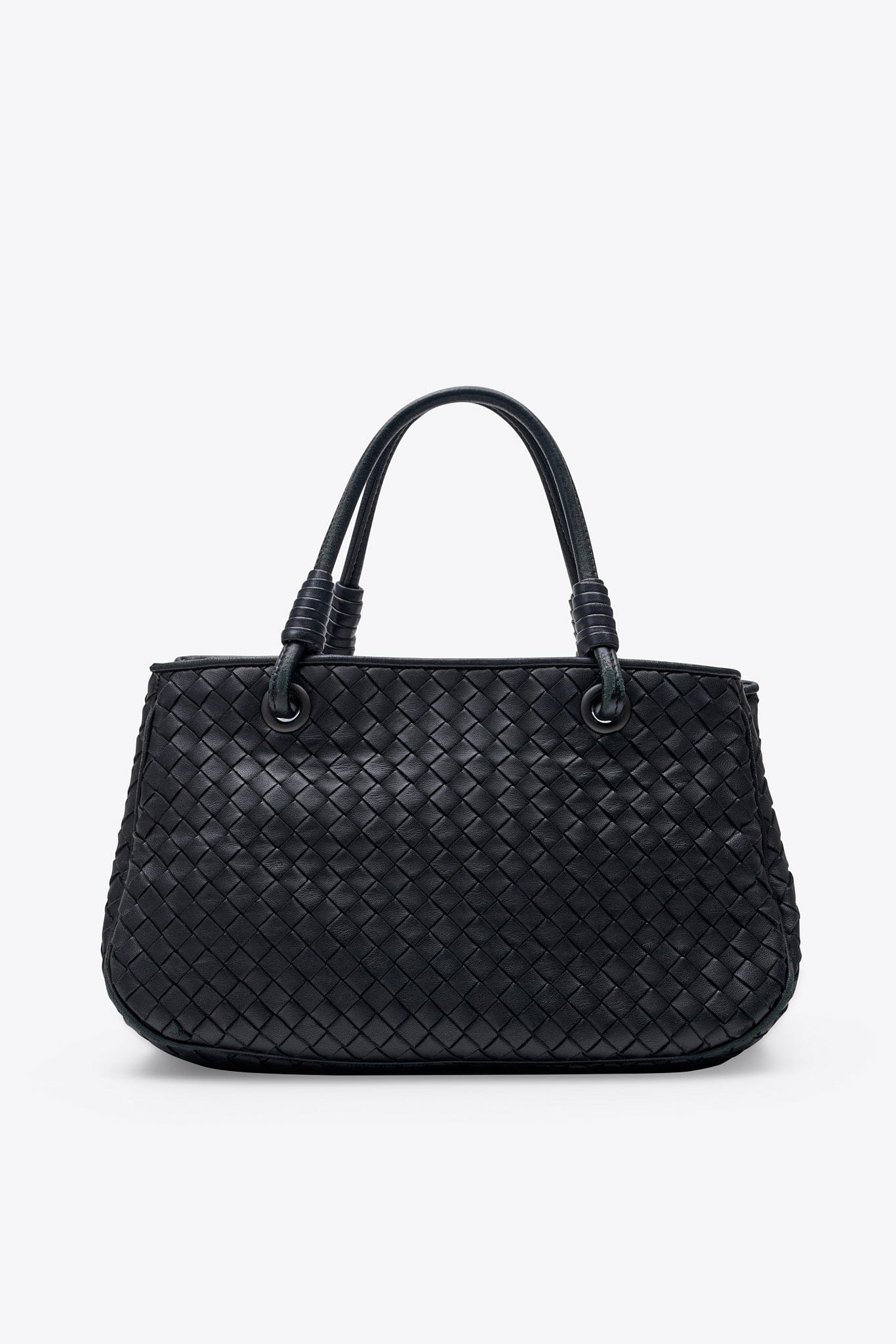 Vintage Bottega Veneta Black Intrecciato Leather Tote