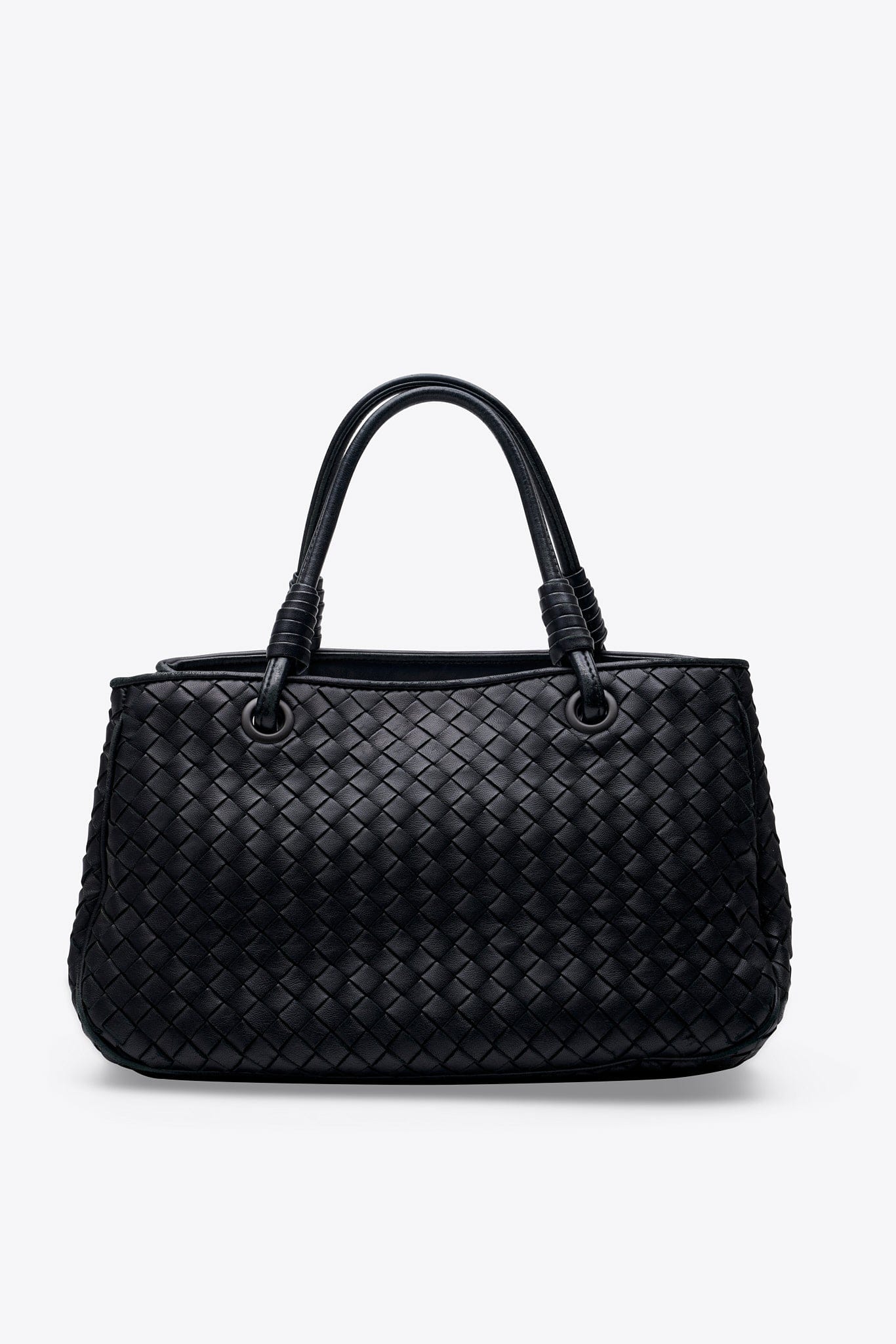Vintage Bottega Veneta Black Intrecciato Leather Tote