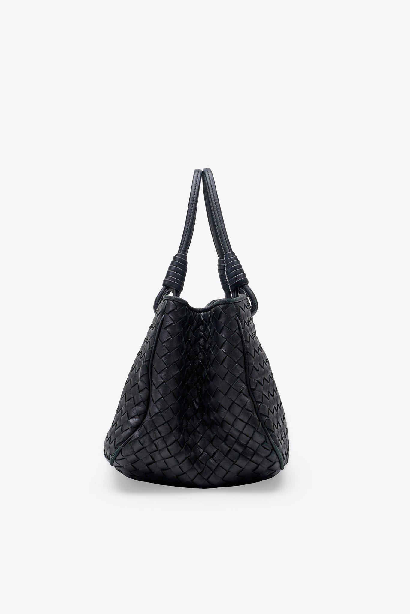 Vintage Bottega Veneta Black Intrecciato Leather Tote