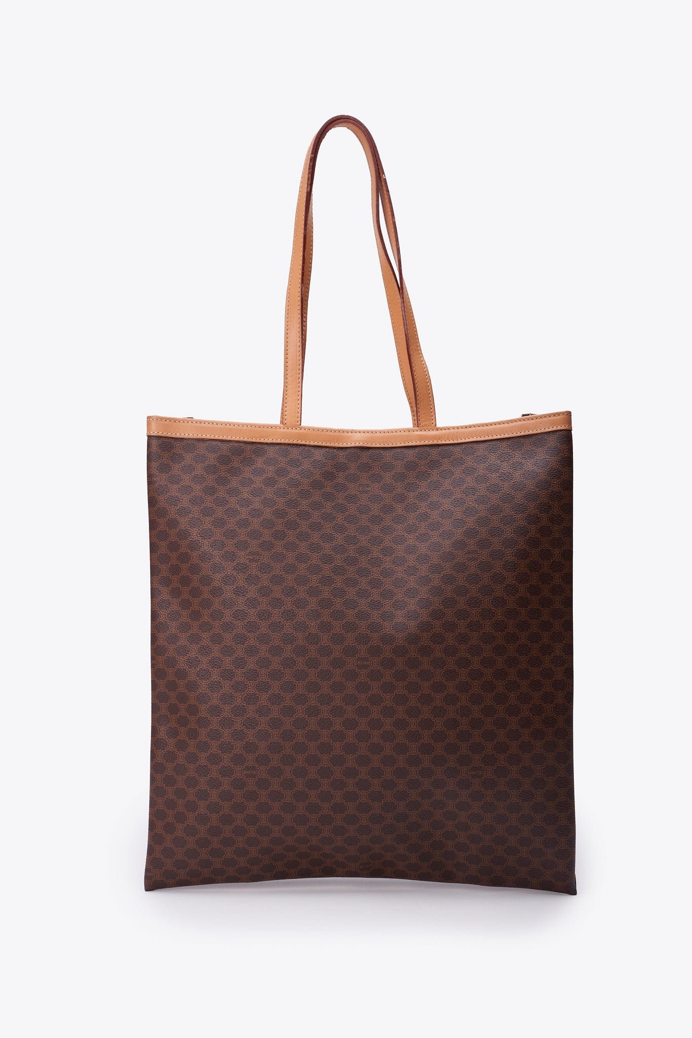 Vintage Celine Macadam Coated Canvas Tote with Vachetta Leather Trim