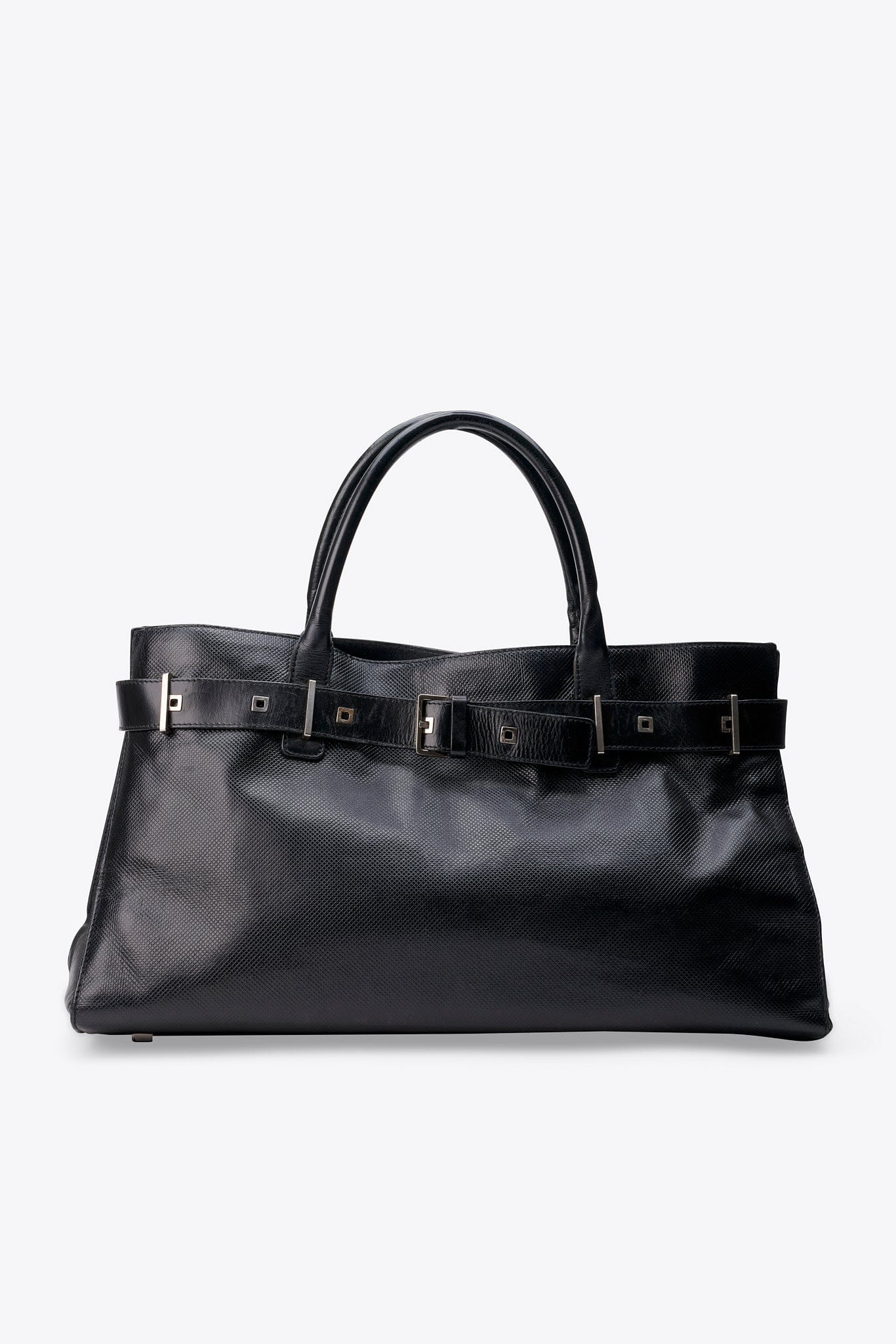 Vintage Bottega Veneta Shoulder Bag in Black Textured Leather