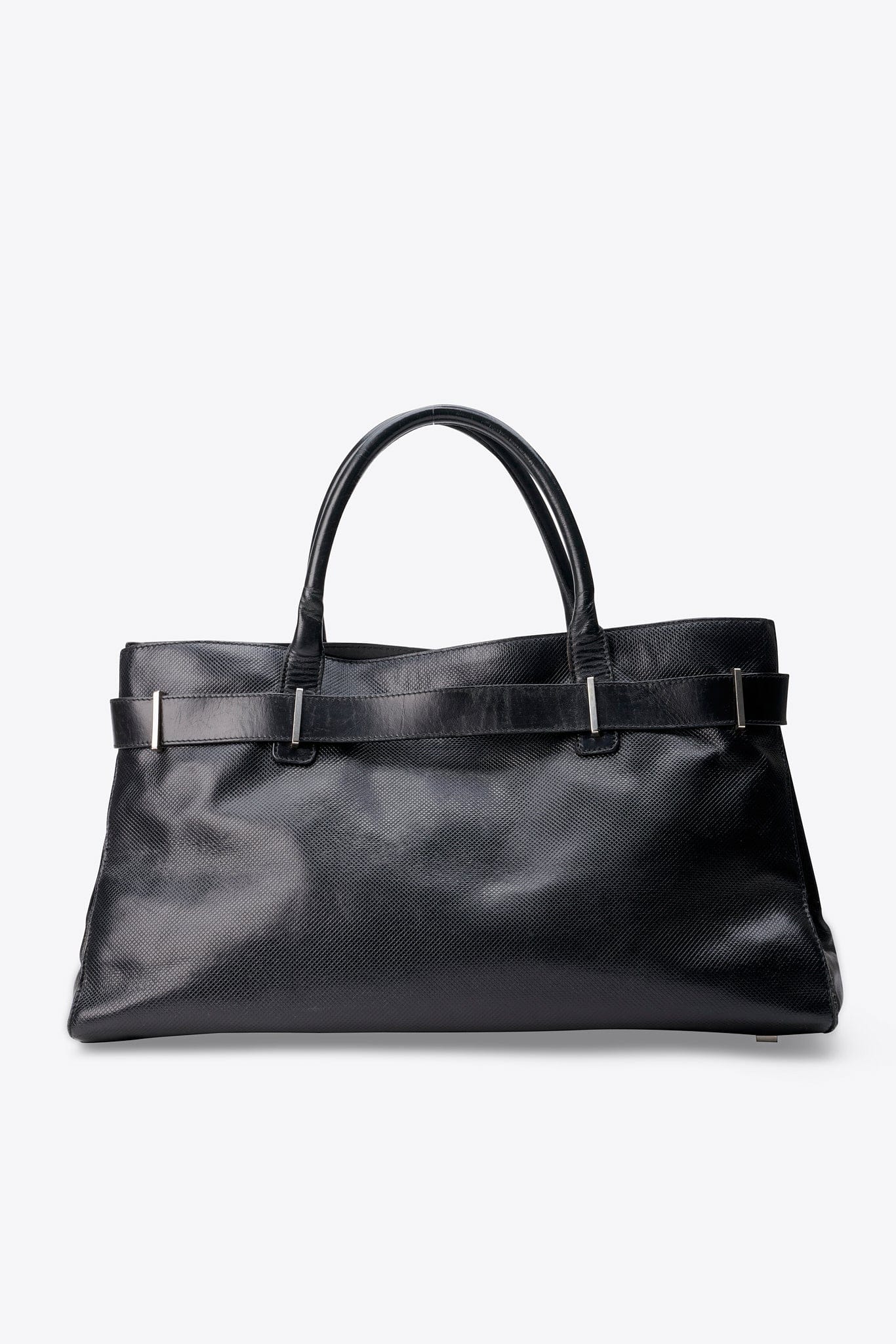 Vintage Bottega Veneta Shoulder Bag in Black Textured Leather