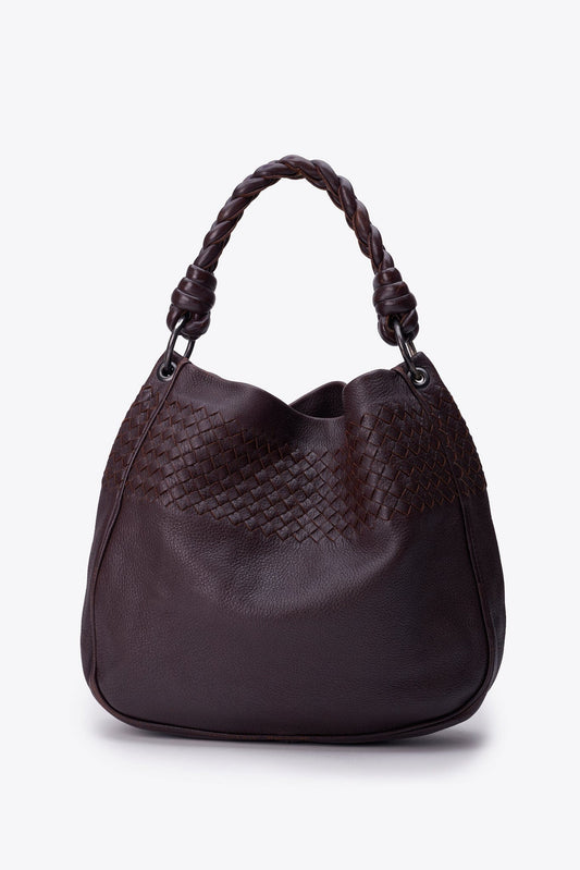 Vintage Bottega Veneta Brown Intrecciato Leather Shoulder Bag