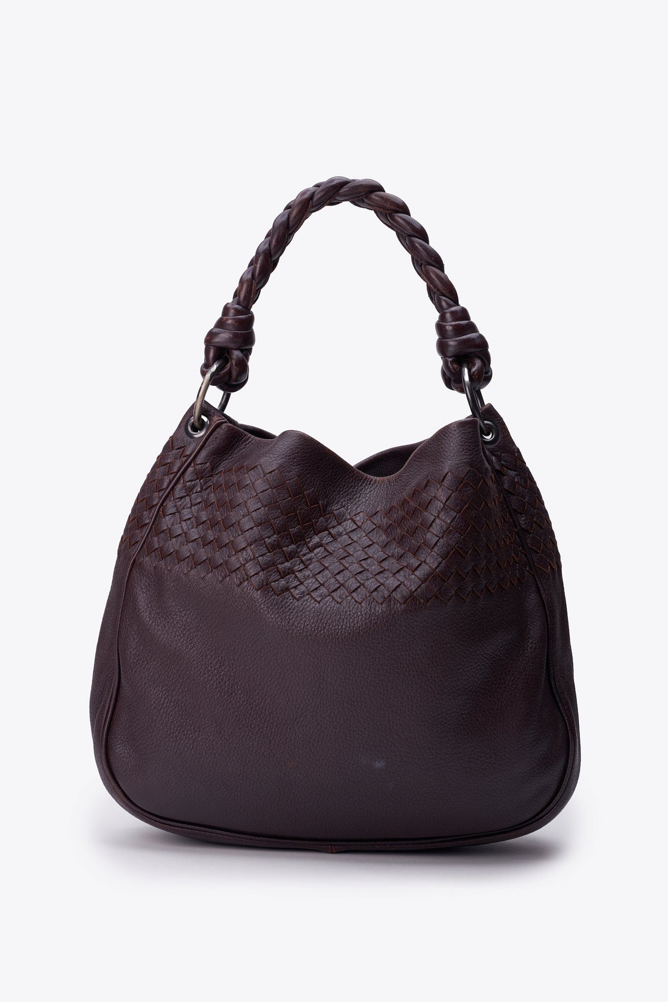 Vintage Bottega Veneta Brown Intrecciato Leather Shoulder Bag