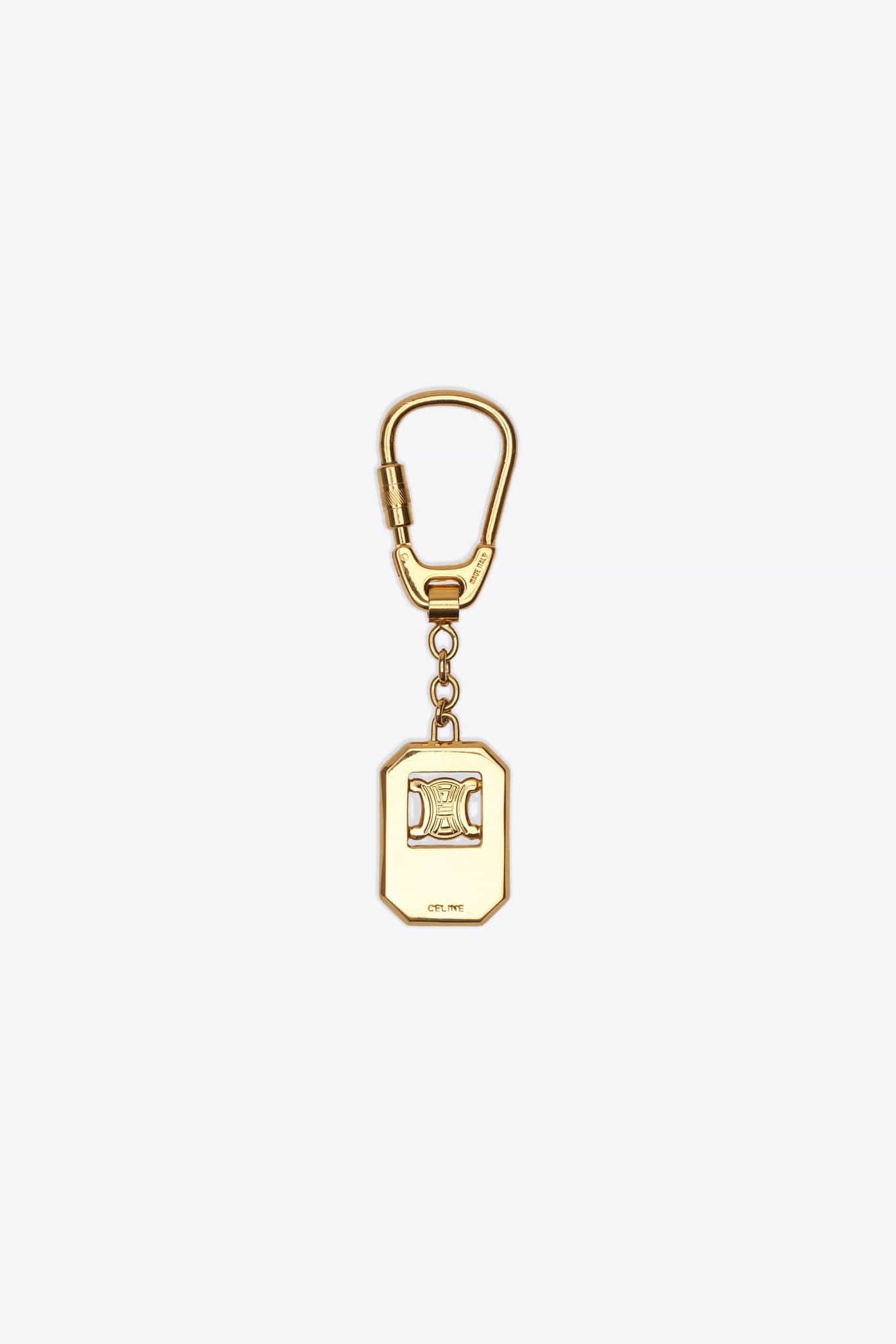 Vintage Celine Triomphe Gold Keyring