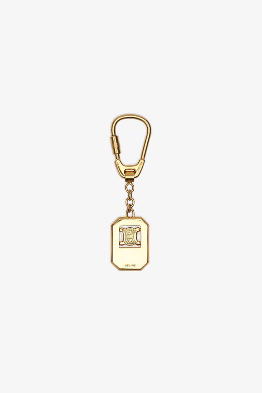 Vintage Celine Triomphe Gold Keyring