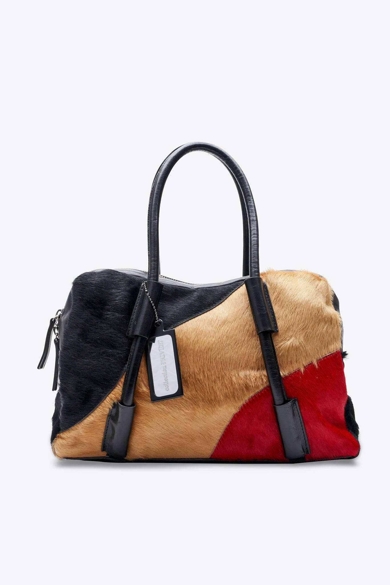 Collection Privée Calf Hair and Leather Boston Bag