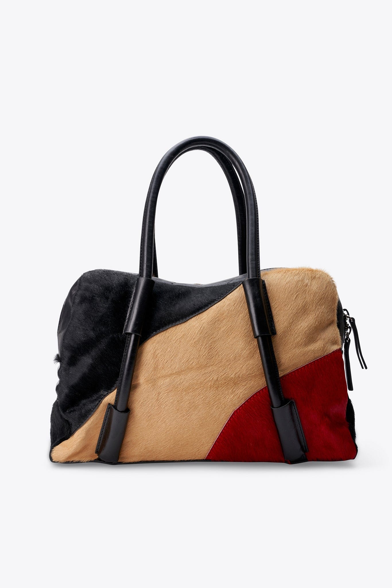 Collection Privée Calf Hair and Leather Boston Bag