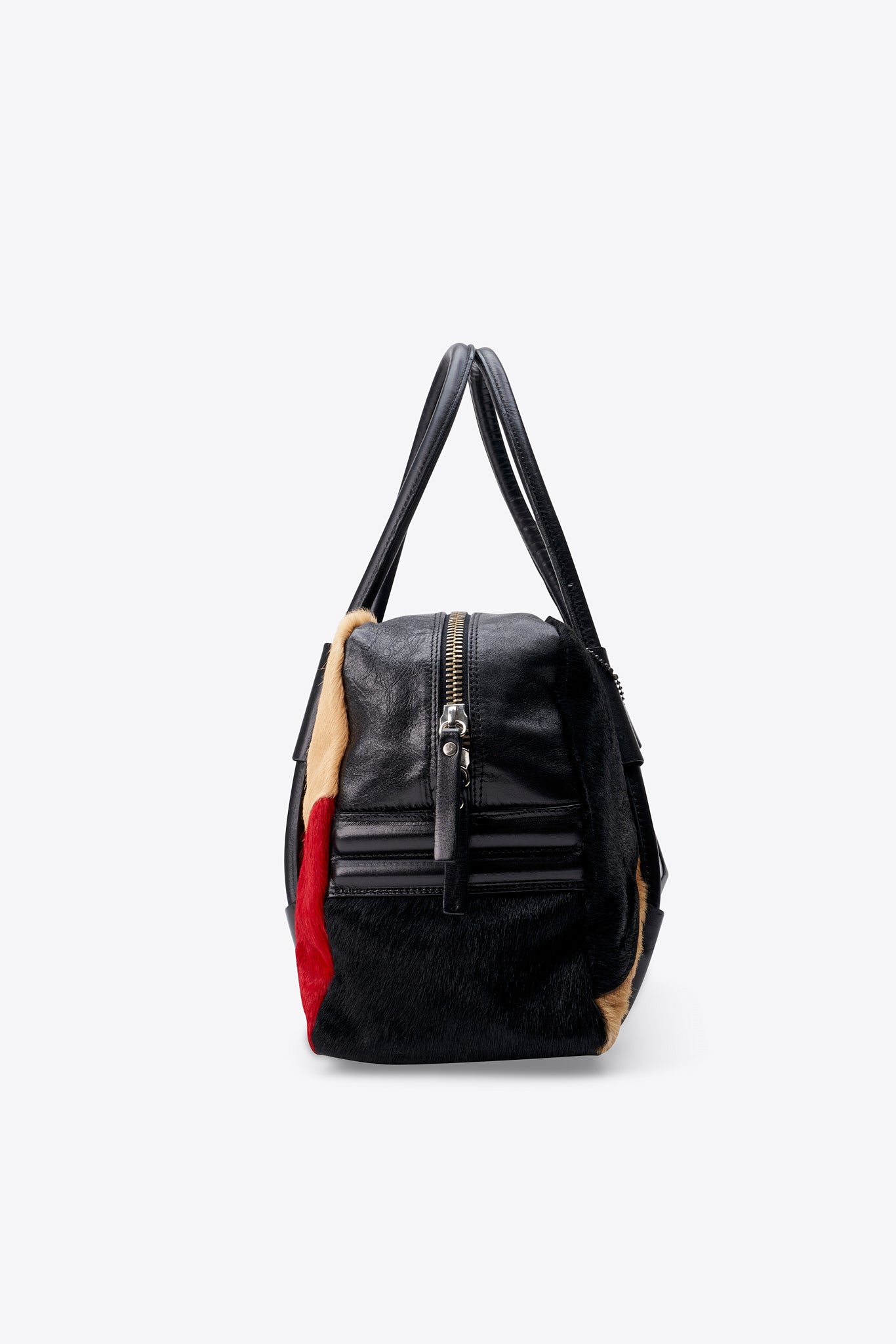 Collection Privée Calf Hair and Leather Boston Bag