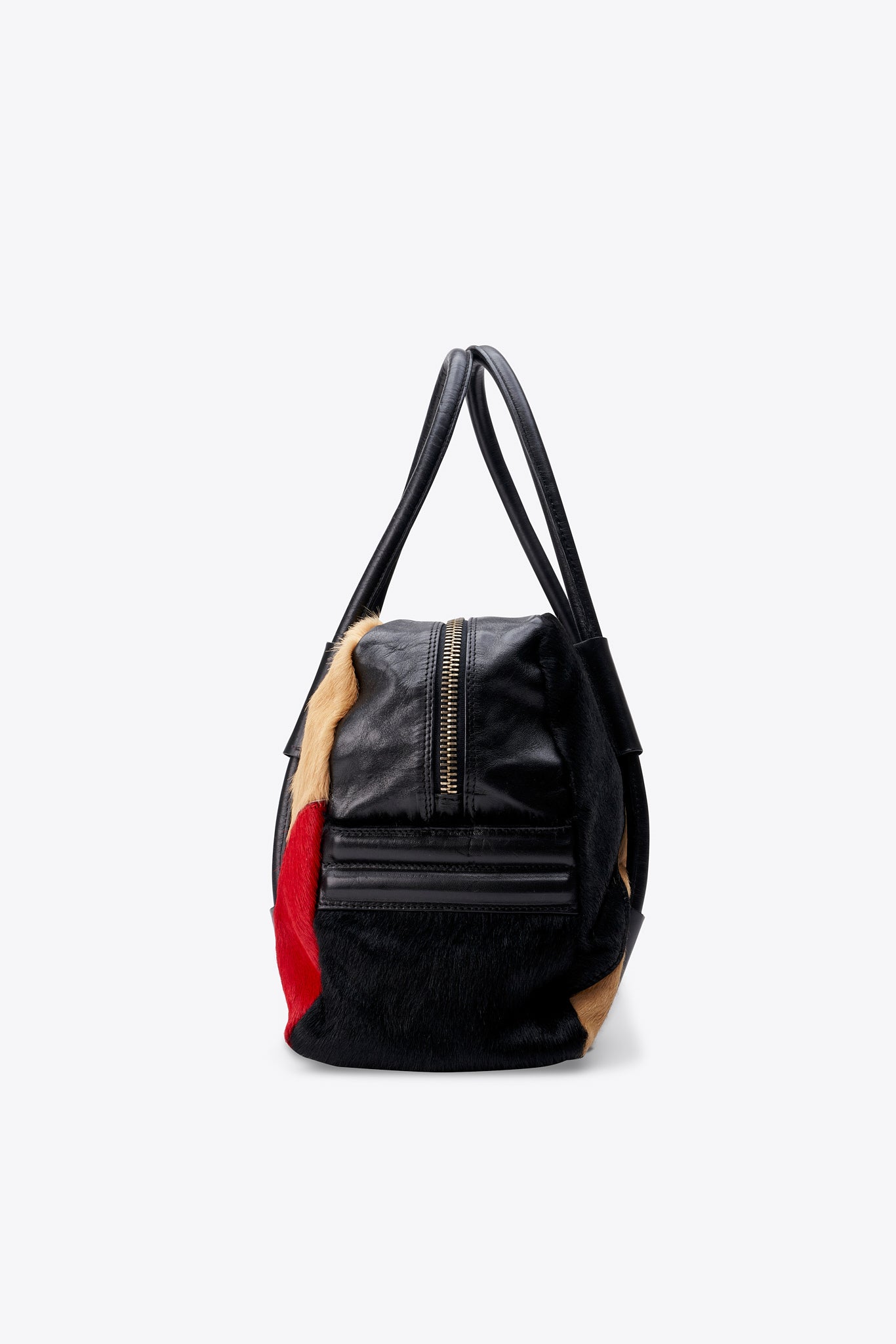 Collection Privée Calf Hair and Leather Boston Bag