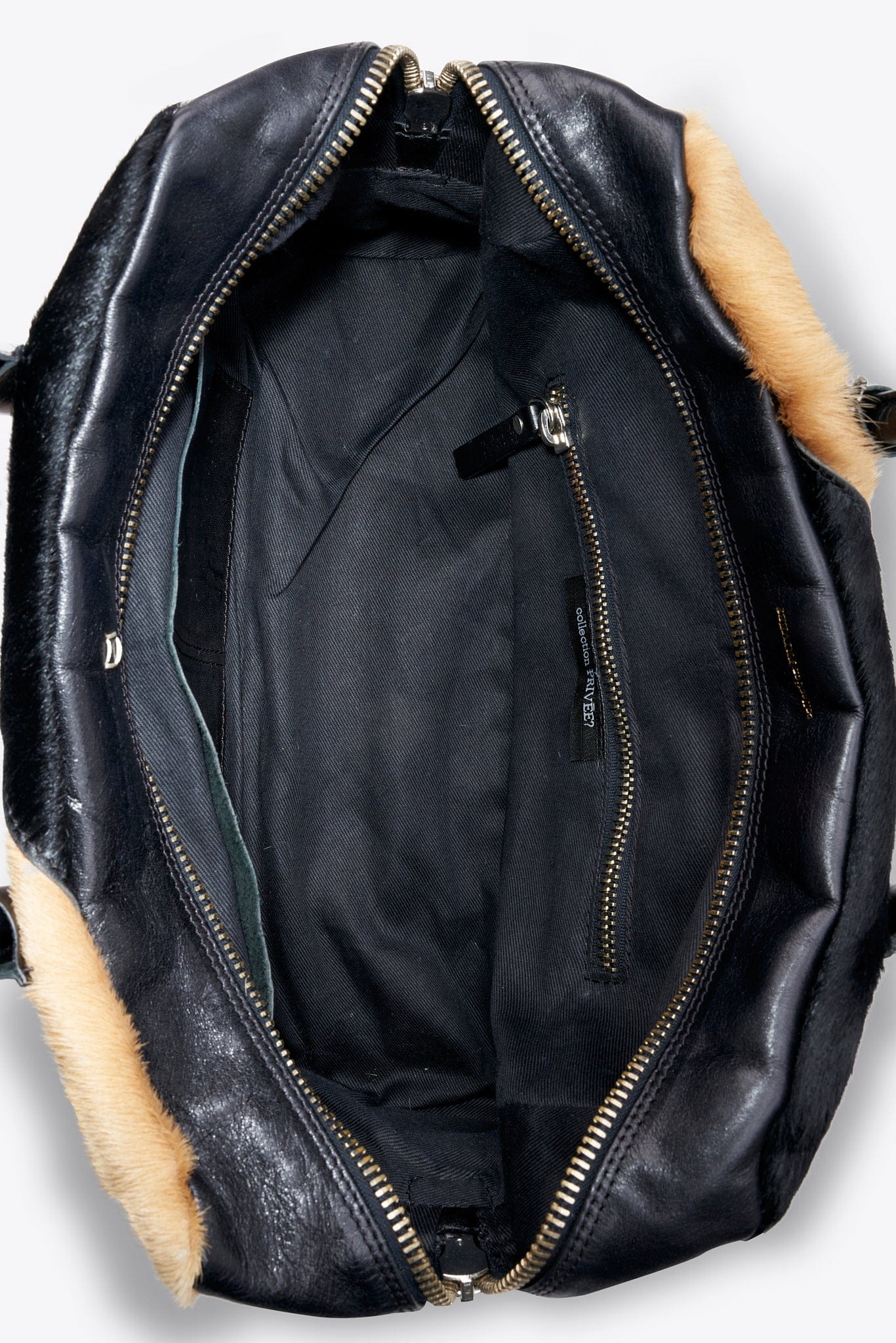 Collection Privée Calf Hair and Leather Boston Bag