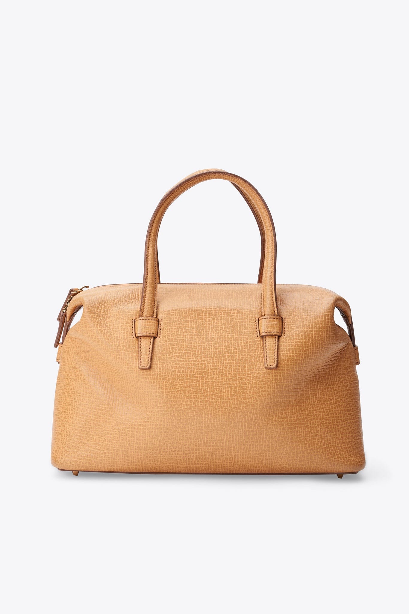 Vintage Loewe Camel Beige Structured Leather Bowling Bag