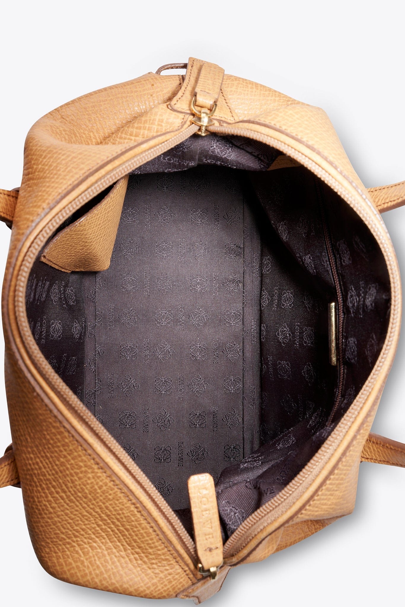 Vintage Loewe Camel Beige Structured Leather Bowling Bag