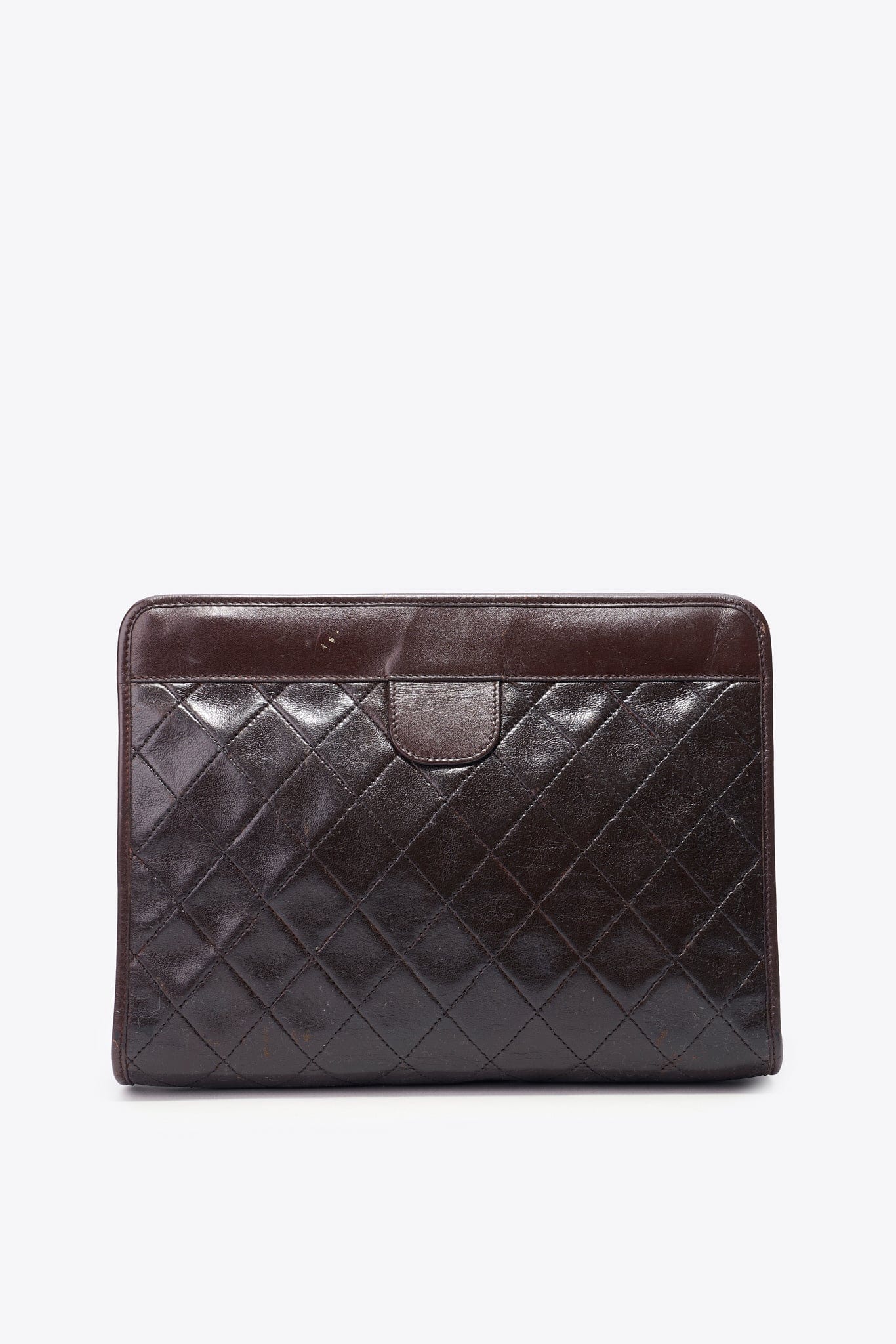 Vintage Chanel Brown Leather Clutch Bag