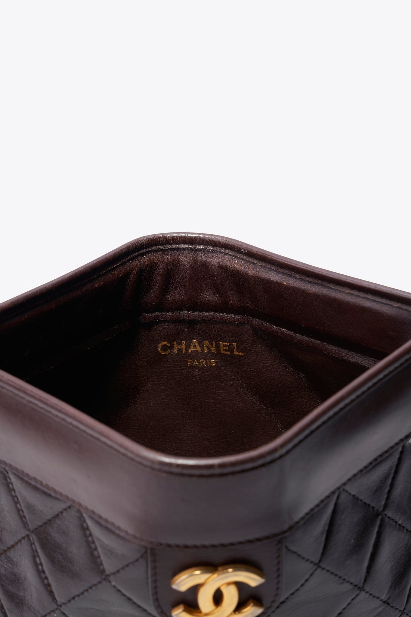 Vintage Chanel Brown Leather Clutch Bag