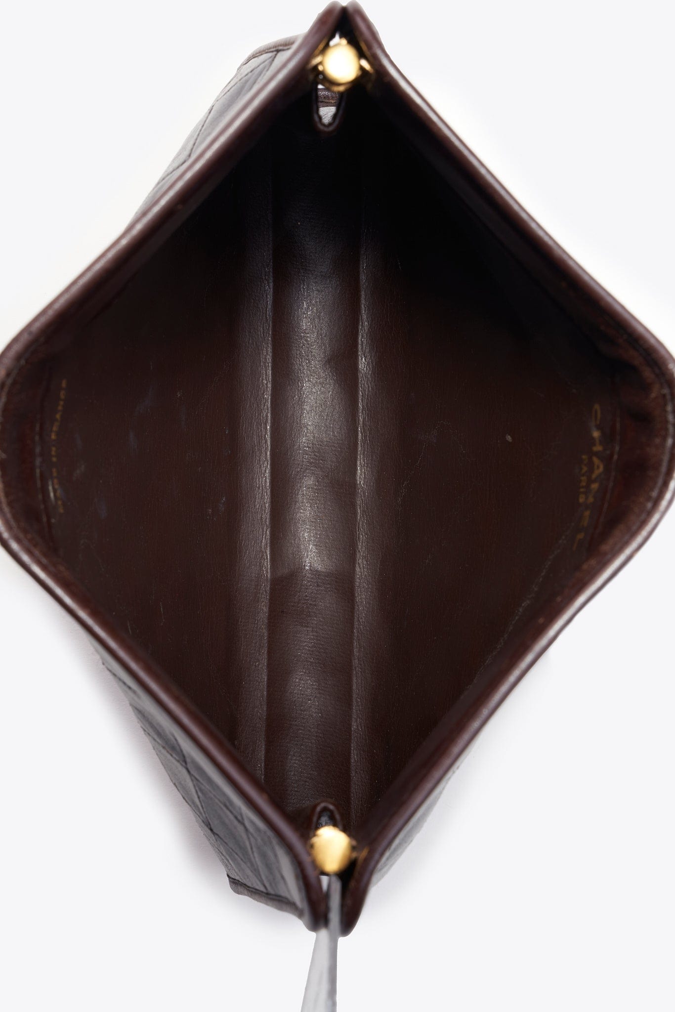 Vintage Chanel Brown Leather Clutch Bag