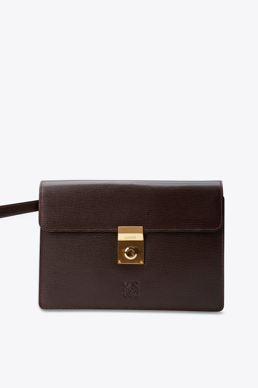 Loewe Vintage Brown Leather Clutch Bag