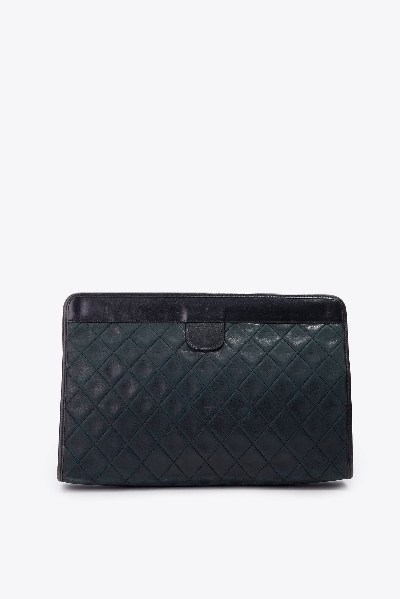 Vintage Chanel Black Leather Clutch Bag With 24K Gold Plated Hardware