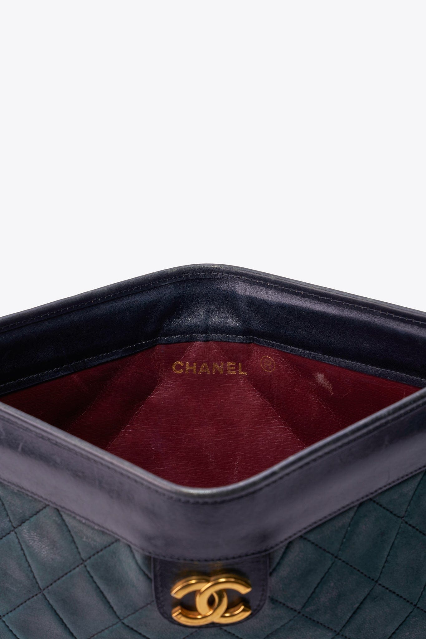 Vintage Chanel Black Leather Clutch Bag With 24K Gold Plated Hardware